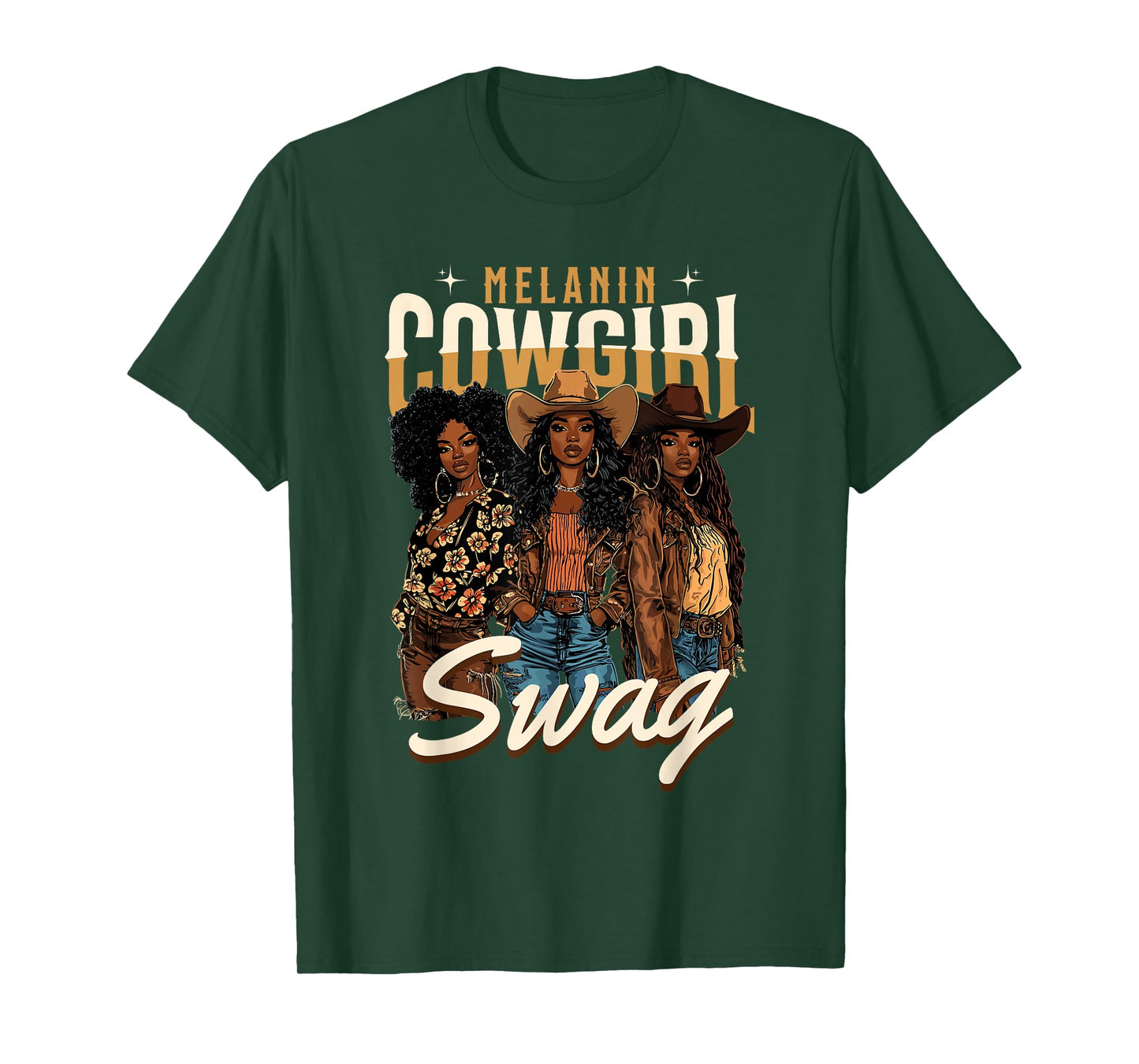 Melanin Cowgirl Swag African American History Western Rodeo T-Shirt