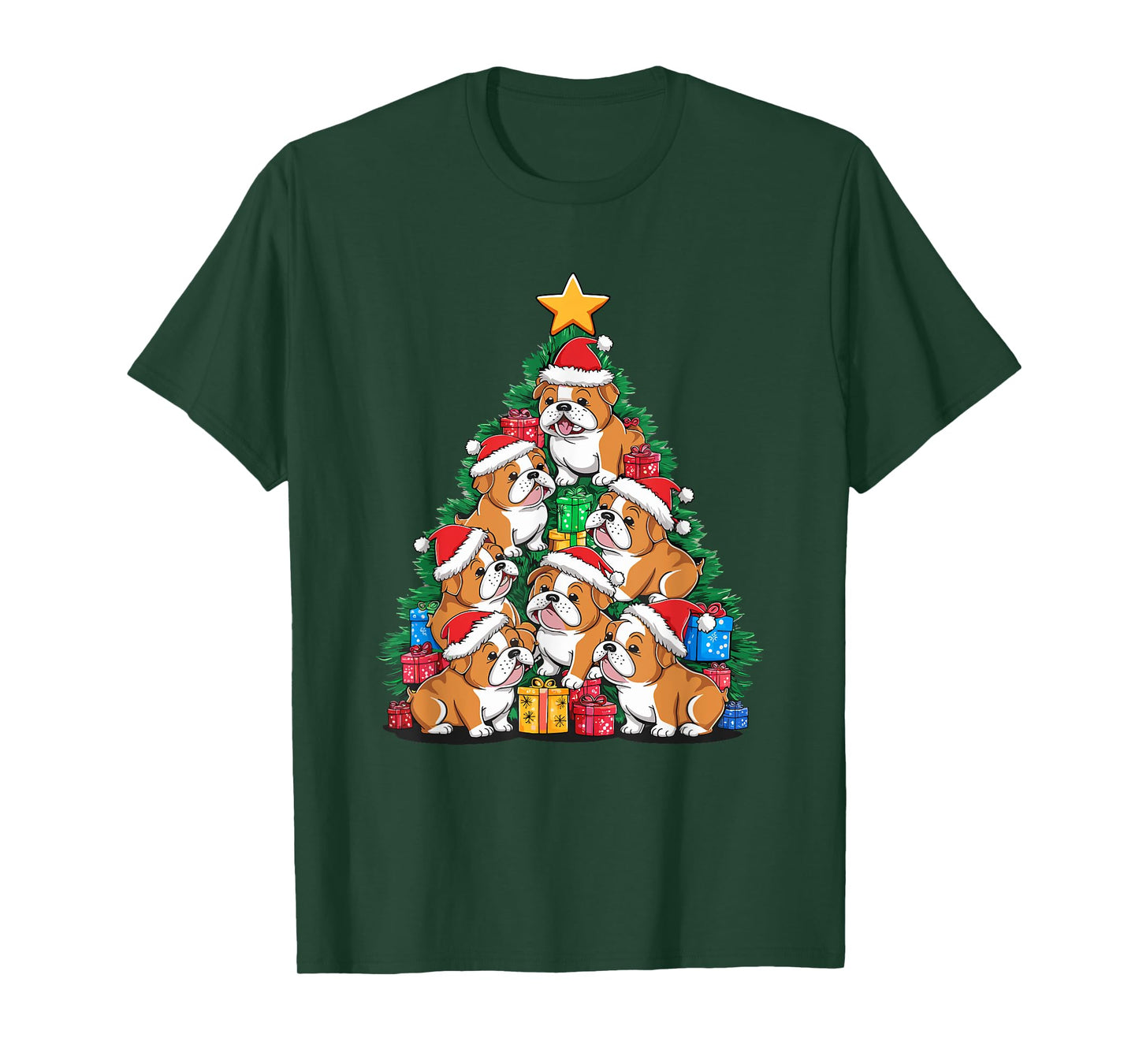 Christmas Tree English Bulldog Bulldogs T-Shirt