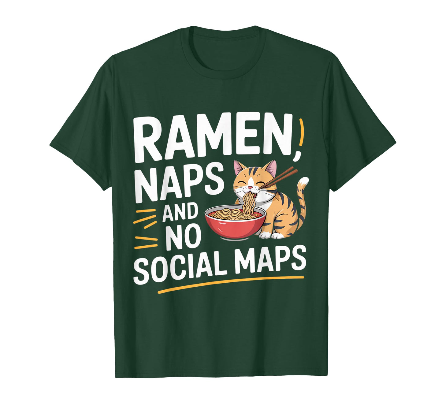 Ramen Naps and No Social Maps Cute Cat Lover Anime T-Shirt