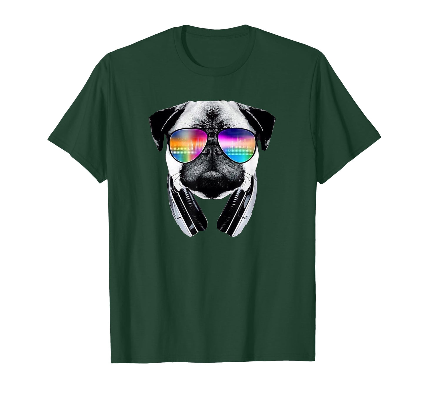 Trippy Pug Dog Wearing Music Equalizer Sunglasses T-Shirt T-Shirt
