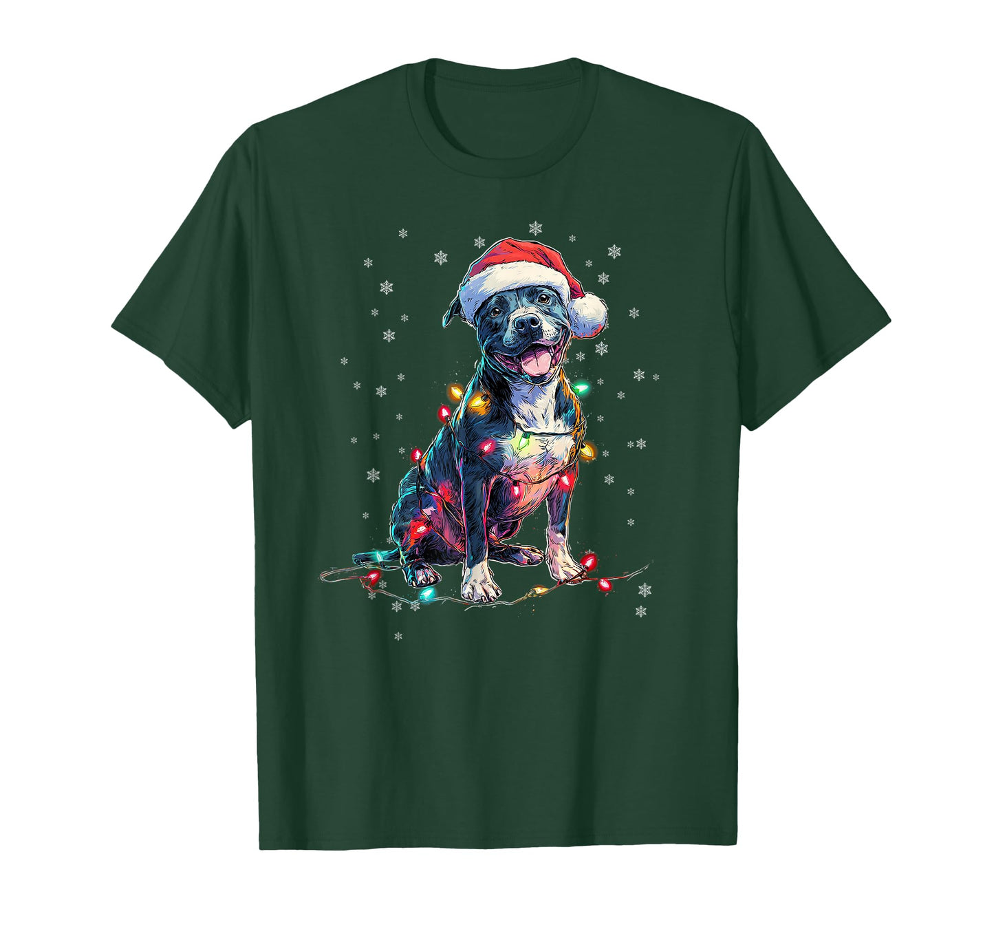 Christmas Dog Pitbull Santa Xmas Women Men Kids T-Shirt
