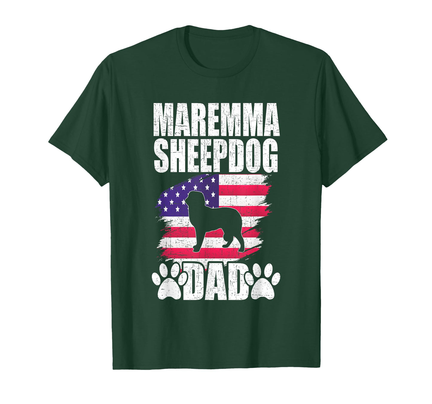 Maremma Sheepdog Dad Dog Lover American US Flag T-Shirt