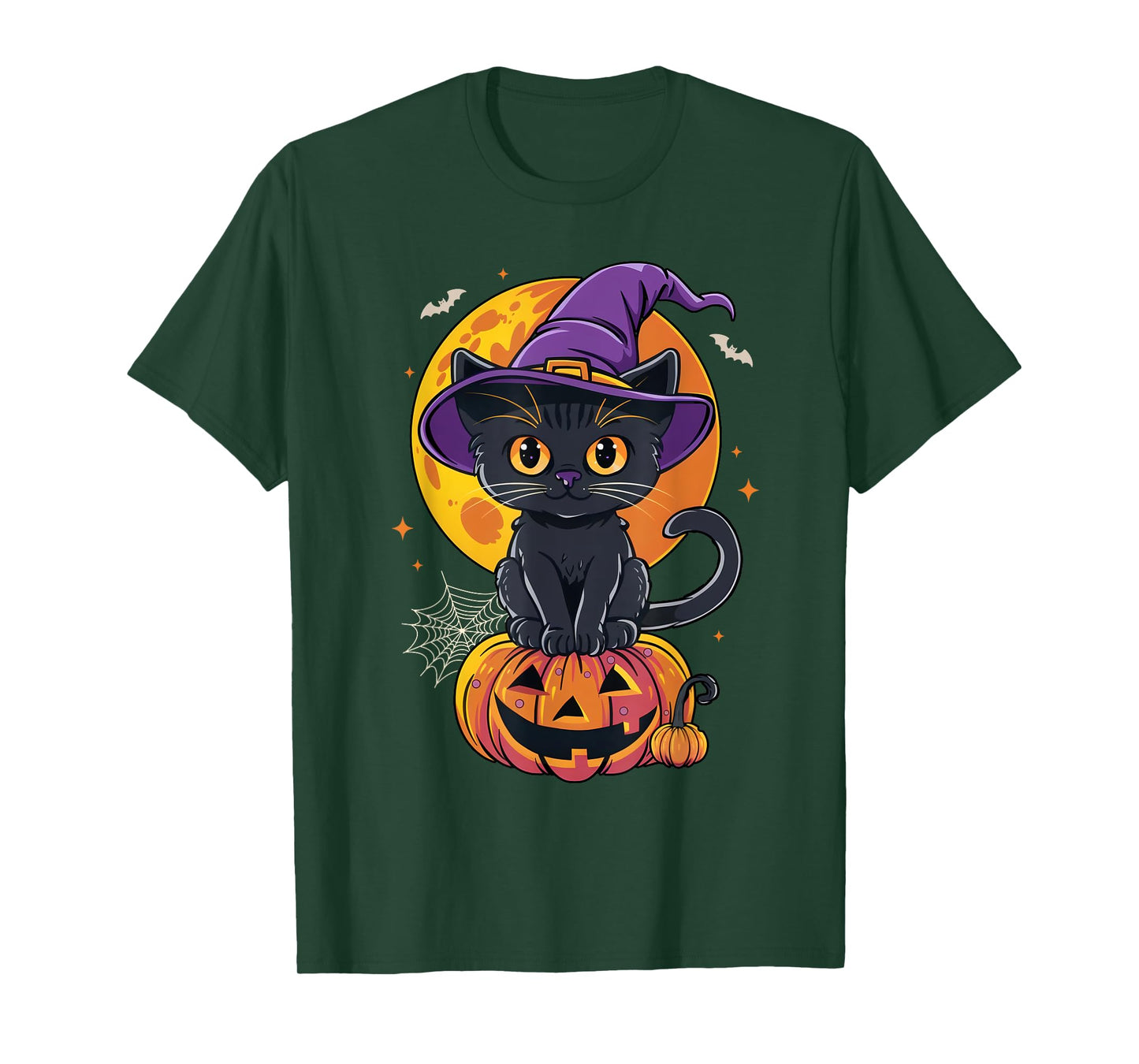 Black Cat Halloween Shirts For Men Women Pumpkin Halloween T-Shirt