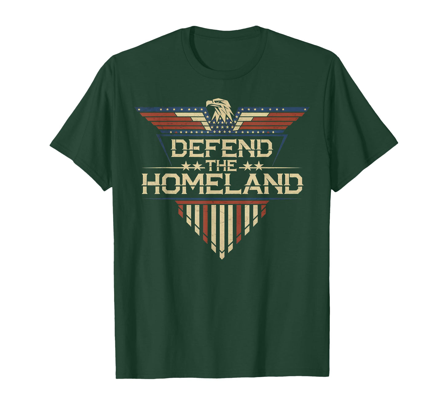 Defend The Homeland – USA Flag Eagle Retro Sci-Fi Design T-Shirt