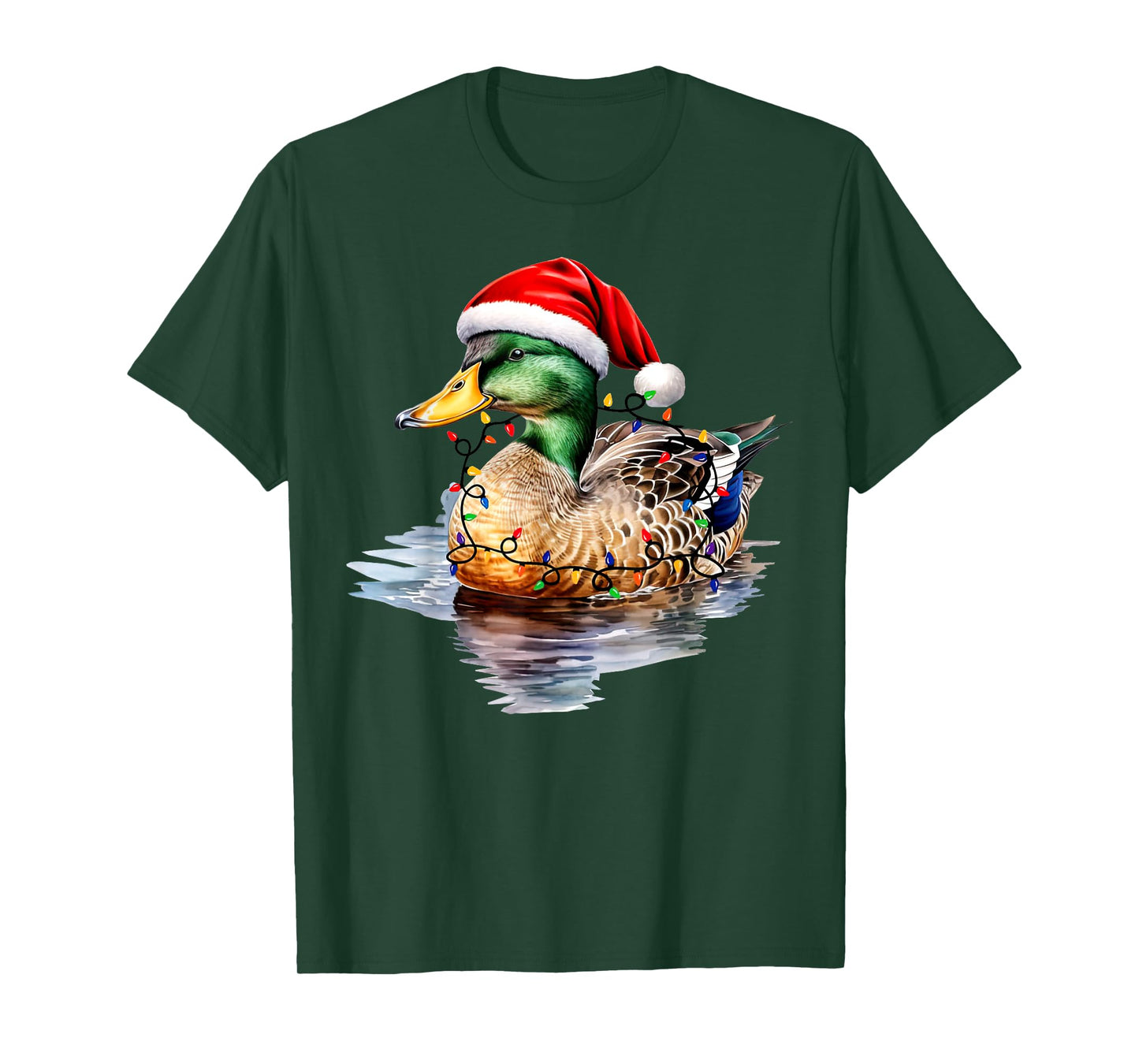 Christmas Duck Hunting Santa Xmas Light Country Mallard Duck T-Shirt