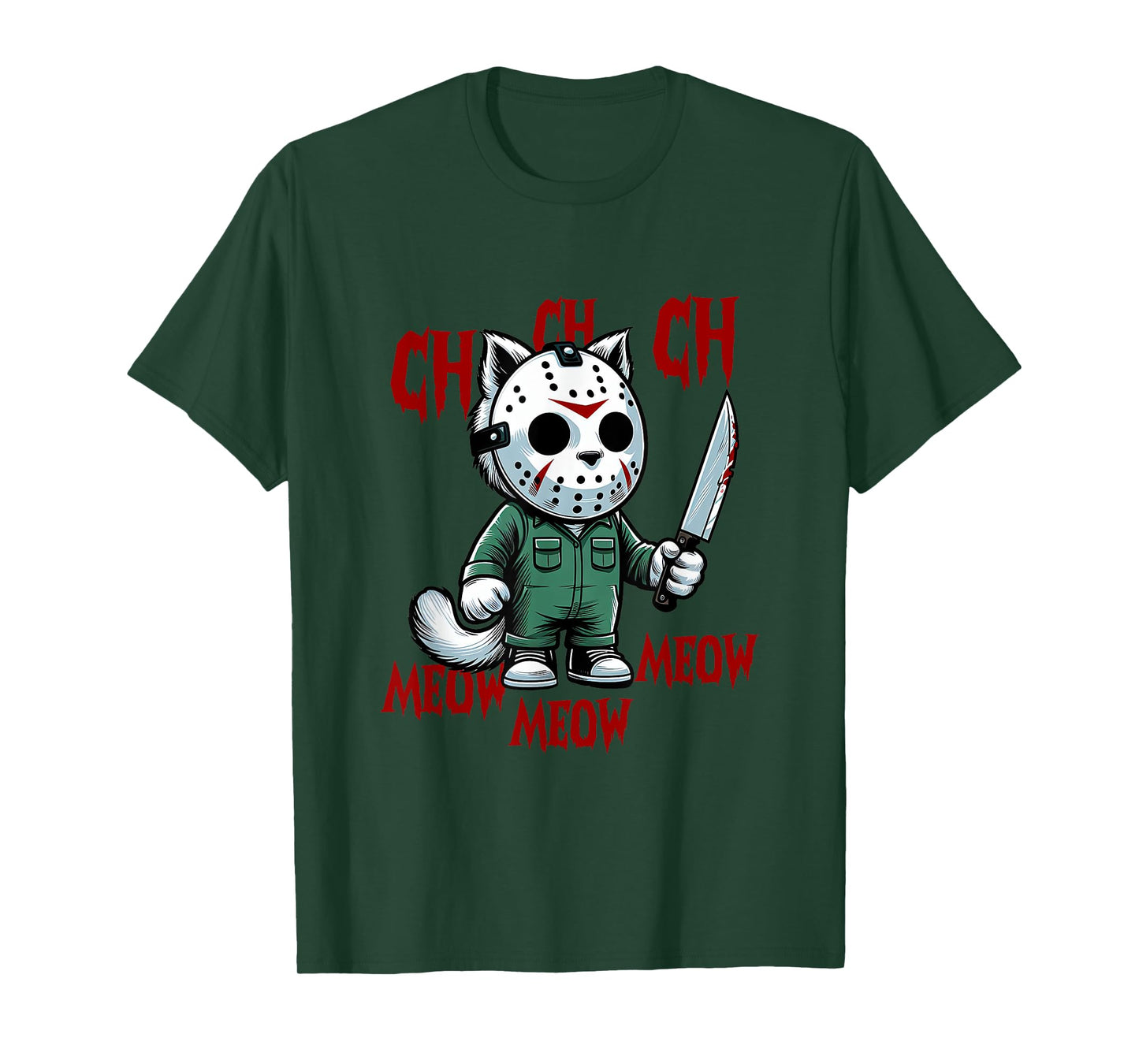 Funny Cat Horror Movies Cute Halloween for Cat Kitty Lovers Men Women T-Shirt