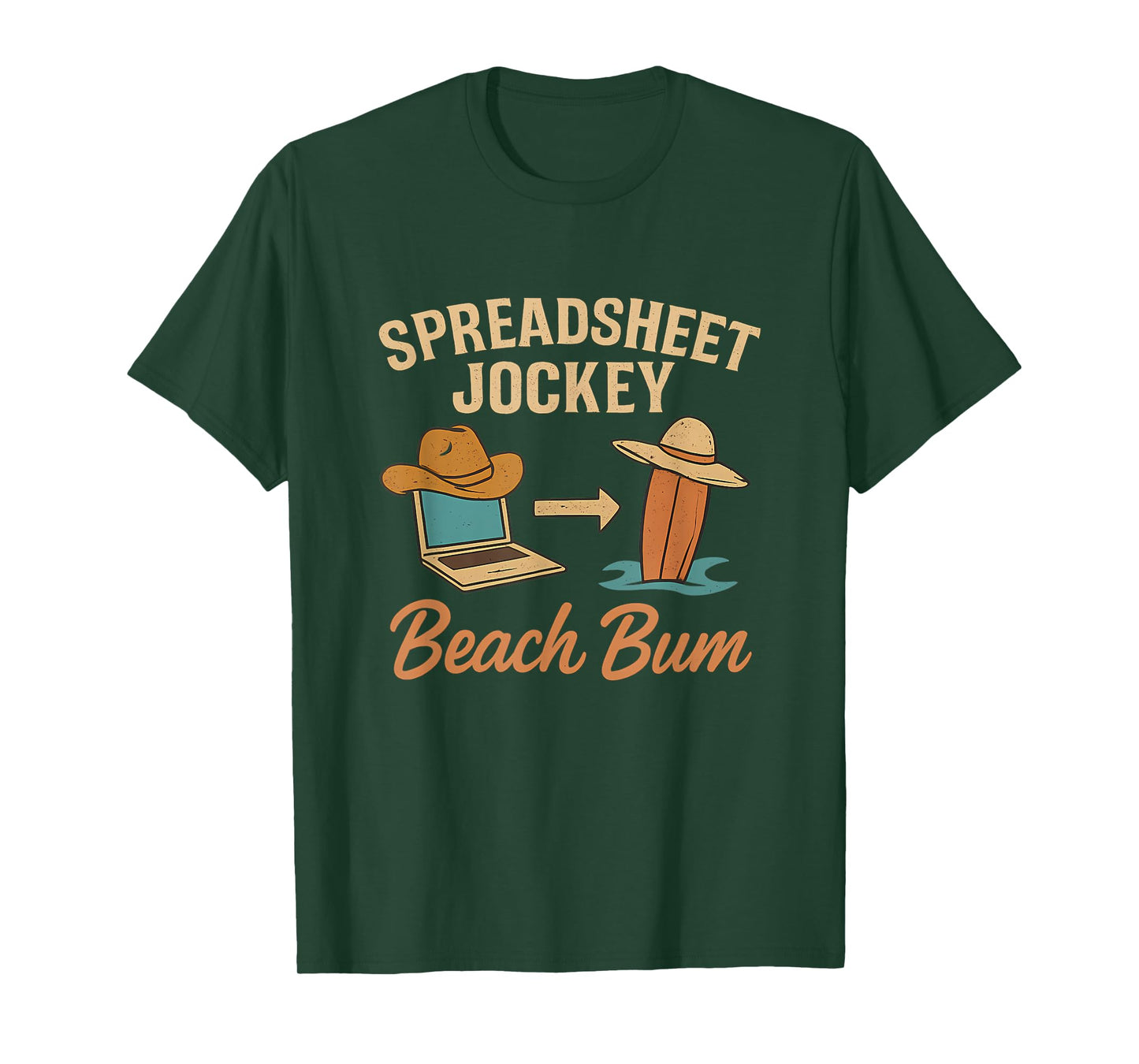 Funny Work Play Balance Spreadsheet Jockey Beach Bum Design T-Shirt