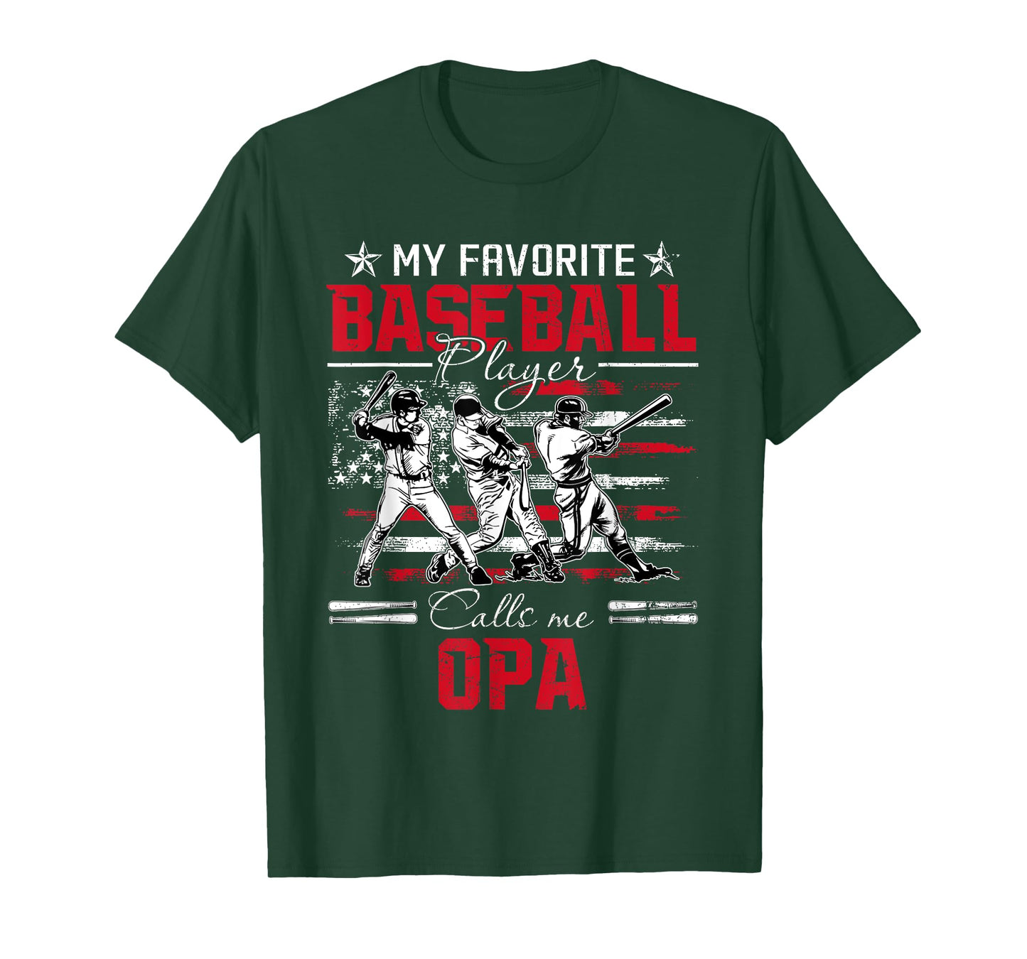 My Favorite Baseball Player Calls Me Opa American Flag T-Shirt