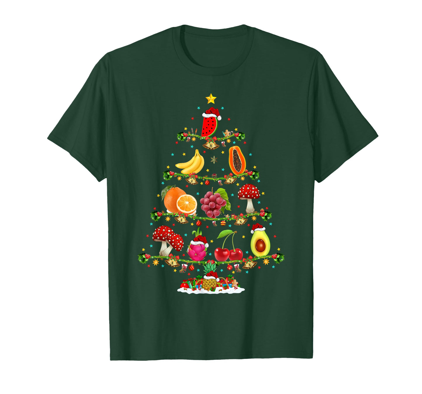 Xmas Lighting Vegetable Fruits Christmas Tree T-Shirt
