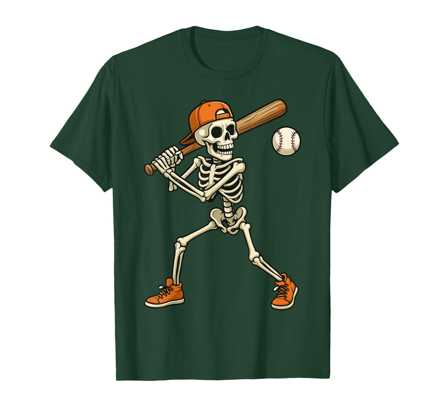 Halloween Skeleton Baseball Costume Funny Men Boys Kids T-Shirt