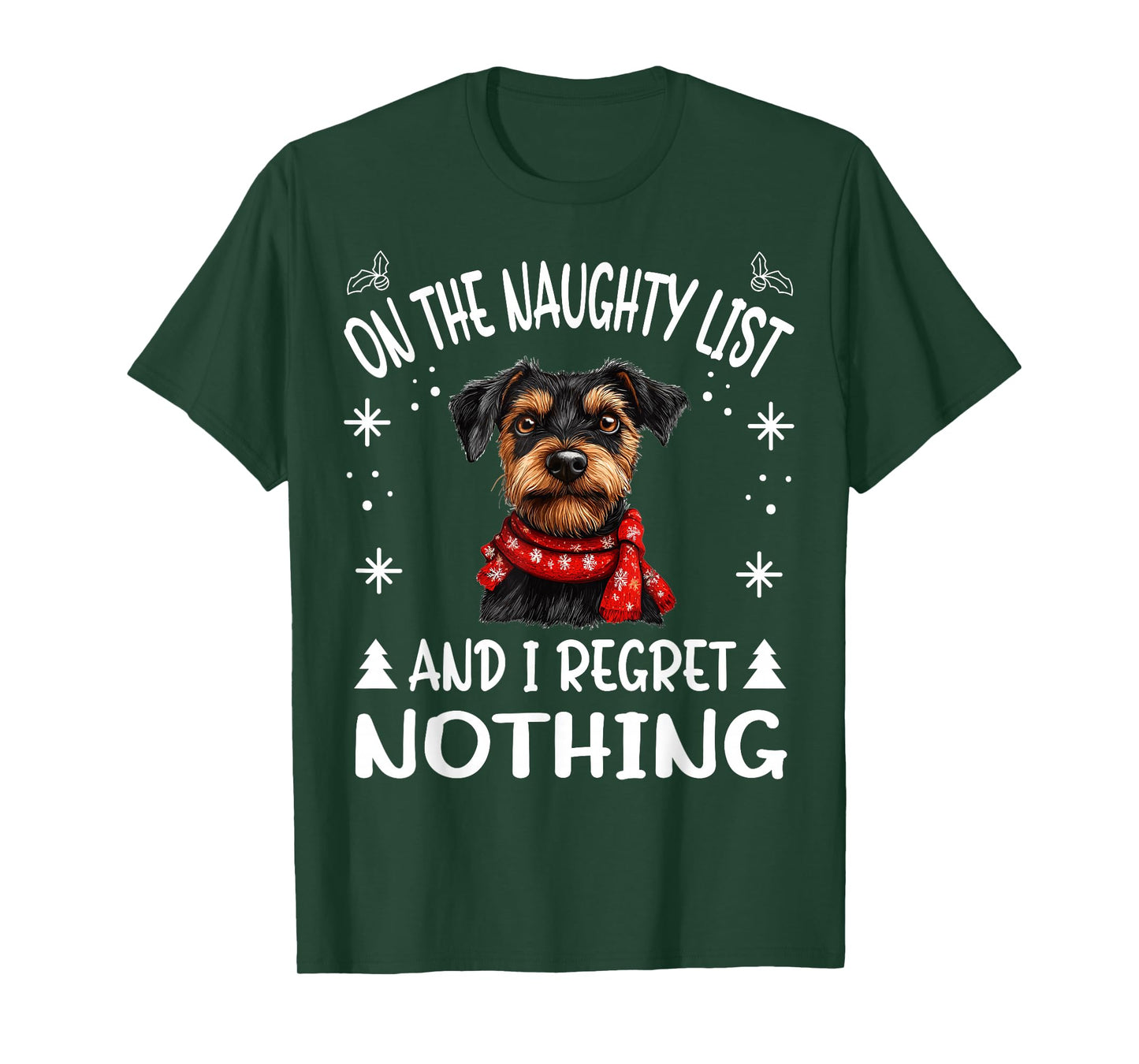 Cute Jagdterrier Dog Christmas On The Naughty List and I T-Shirt for Men Women