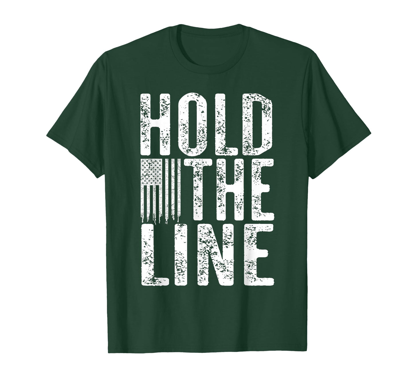 Hold The Line with Vintage American Flag Grunge Distressed T-Shirt