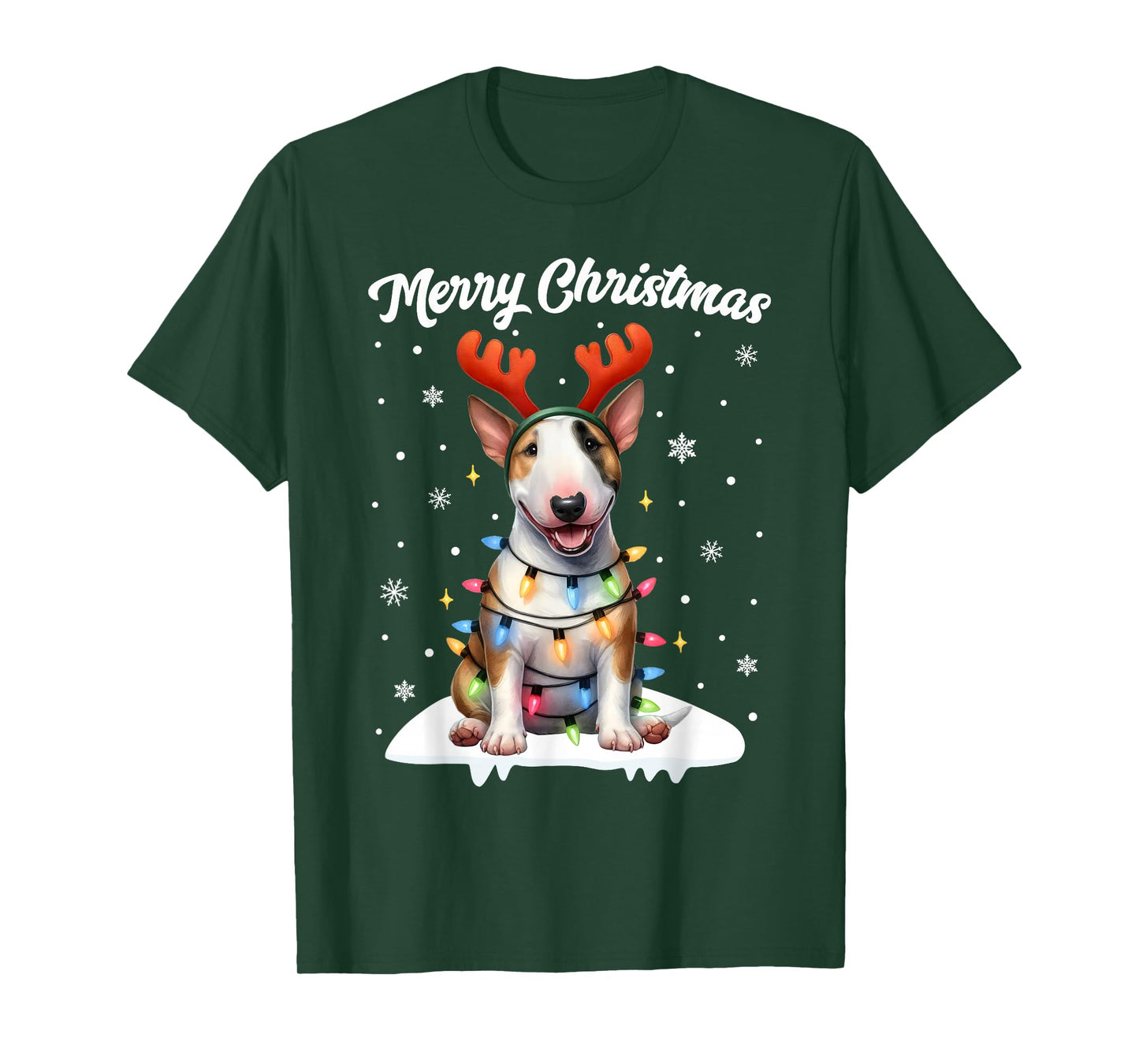 Christmas Pajamas Men Women Kids Christmas Bull Terrier Dog T-Shirt