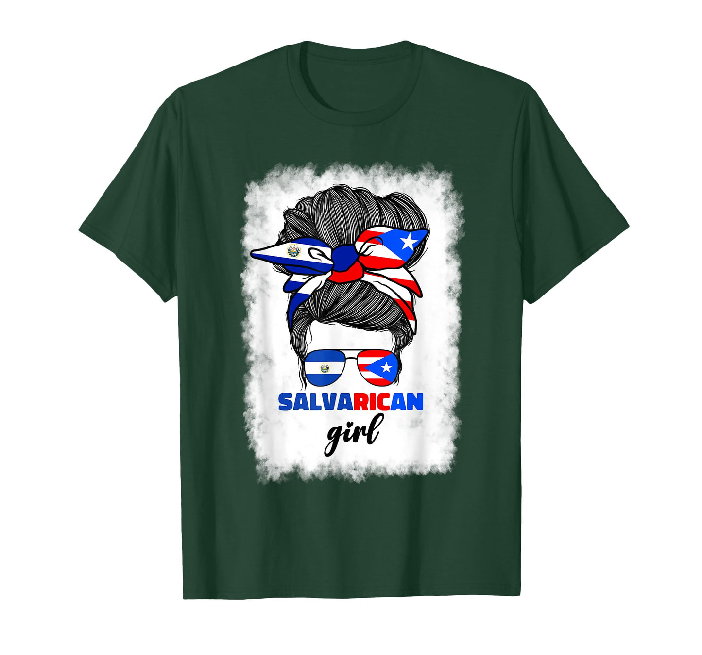 Half Salvadorian And Puerto Rican Rico El Salvador Flag Gril T-Shirt