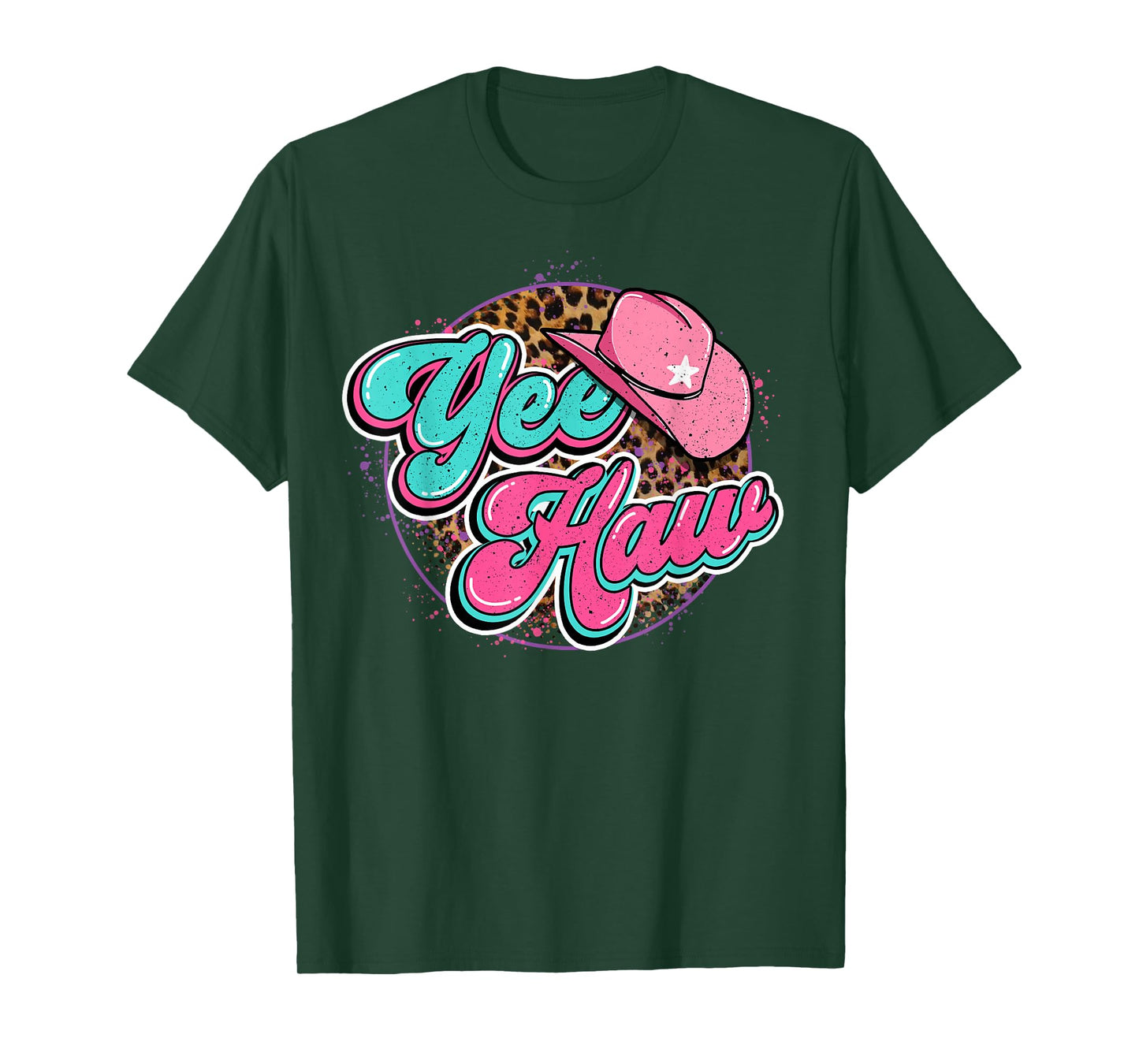 Yeehaw Cowboy Cowgirl Western Country Leopard Rodeo Yee Haw T-Shirt