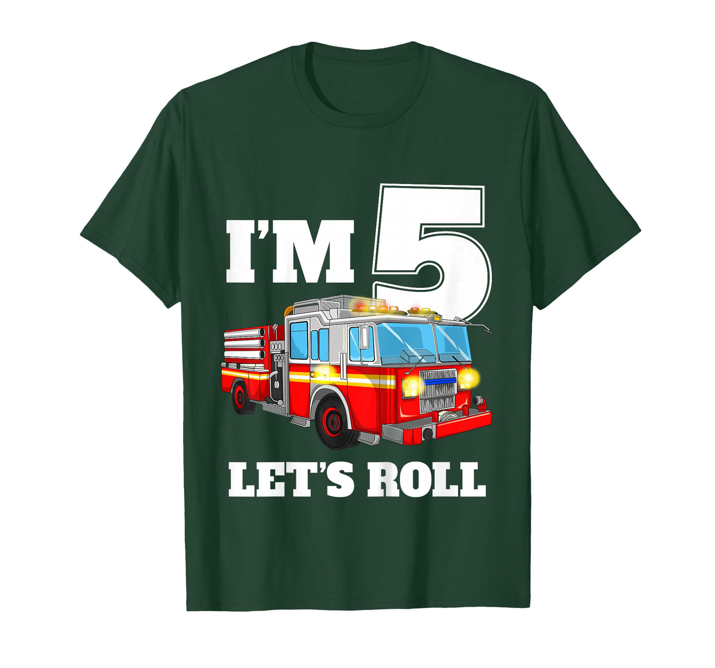 Kids Fire Truck 5th Birthday Boy 5 Year Old Five Firefighter T-Shirt