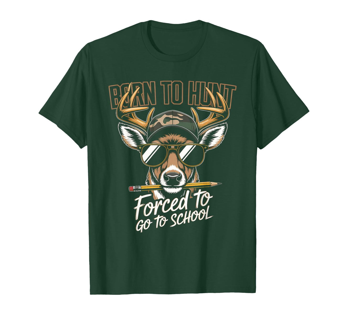 Forced to Go to School Deer Hunting Boy Camo T-Shirt