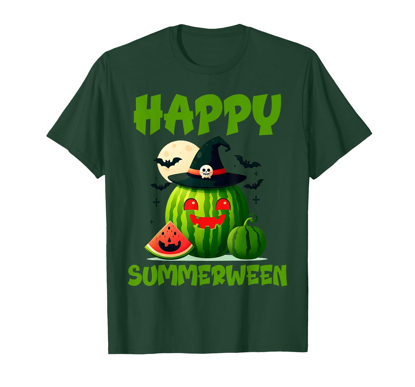 Happy Summerween Summer Watermelon Jack-o-lantern Halloween T-Shirt for Men Women