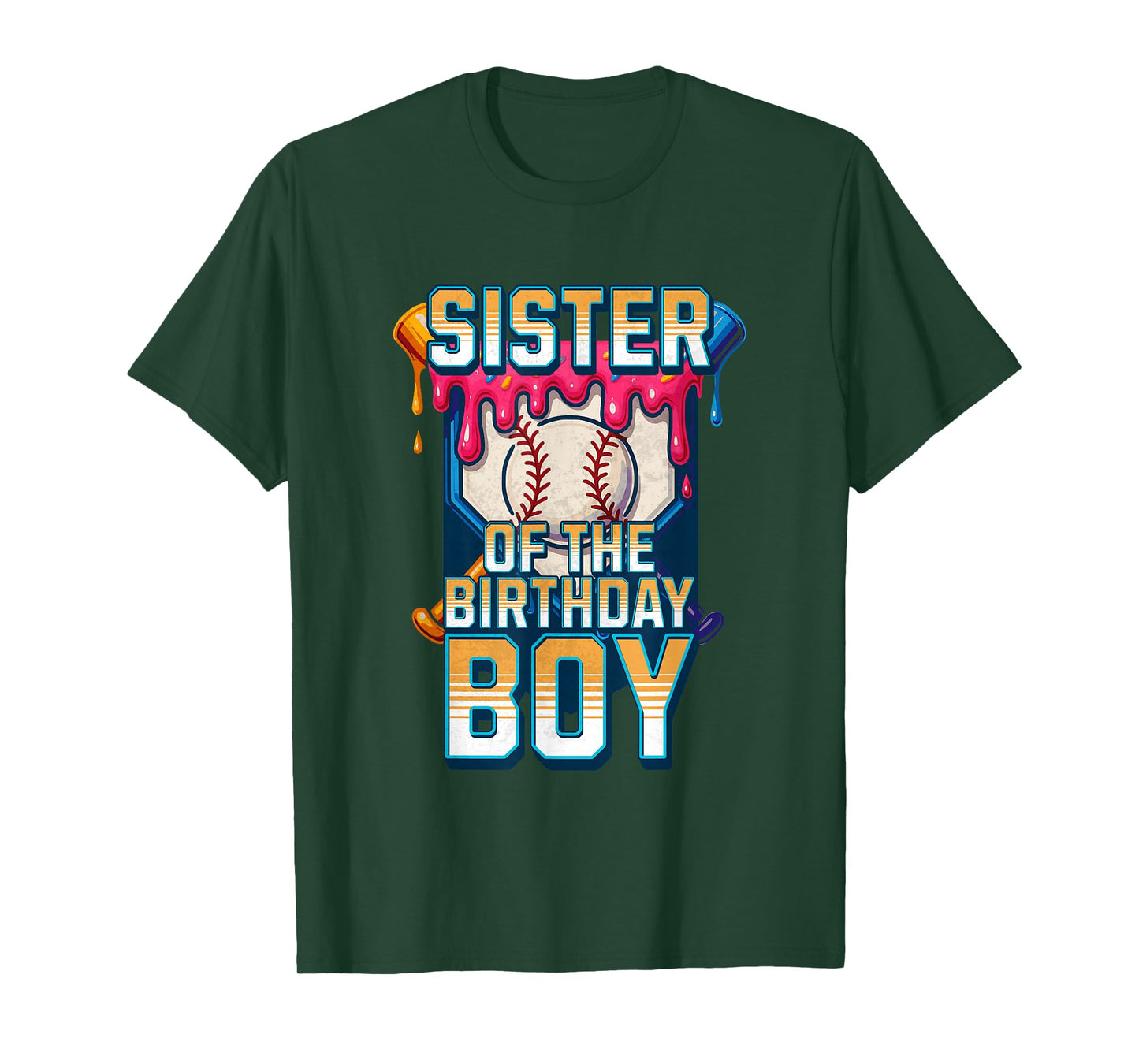 Sister Of The Birthday Boy Baseball Ice Cream Drip Matching T-Shirt