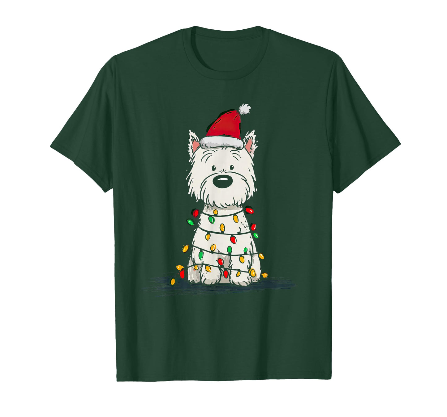 West Highland White Terrier Christmas Graphics Dog Lights T-Shirt