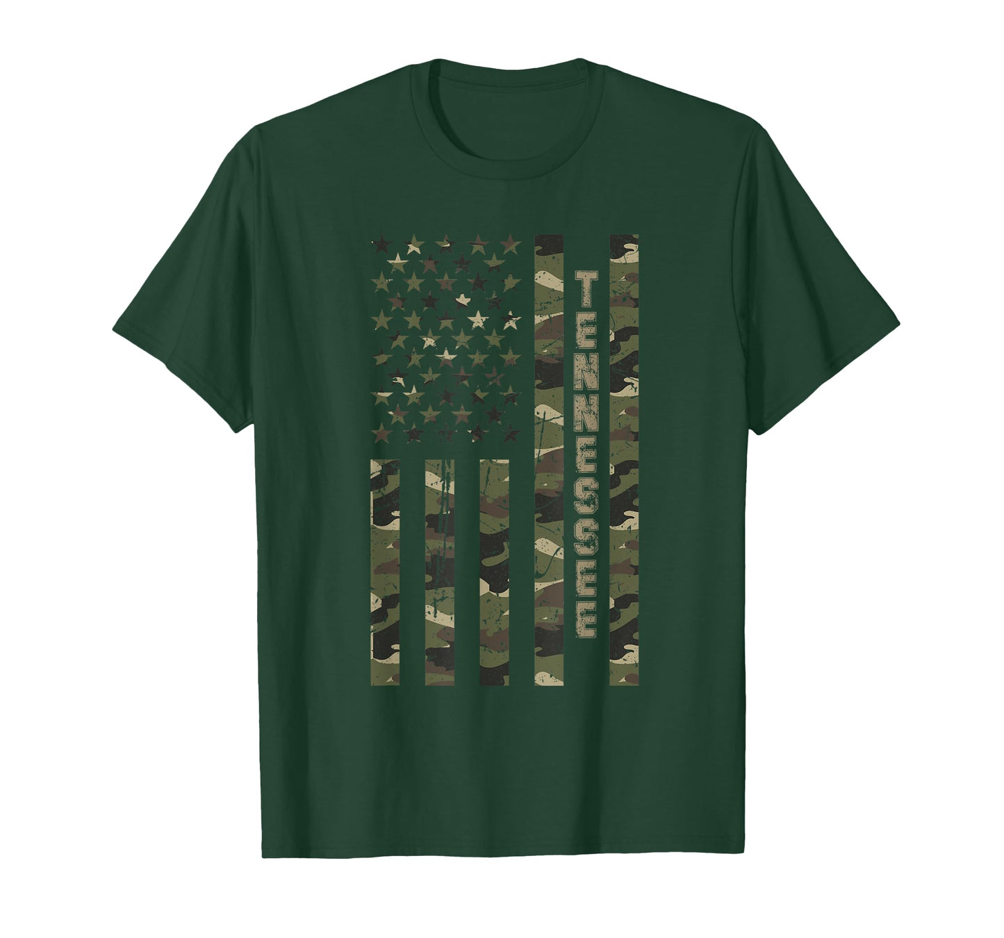 Tennessee United States Distressed Camo w US Flag T-Shirt