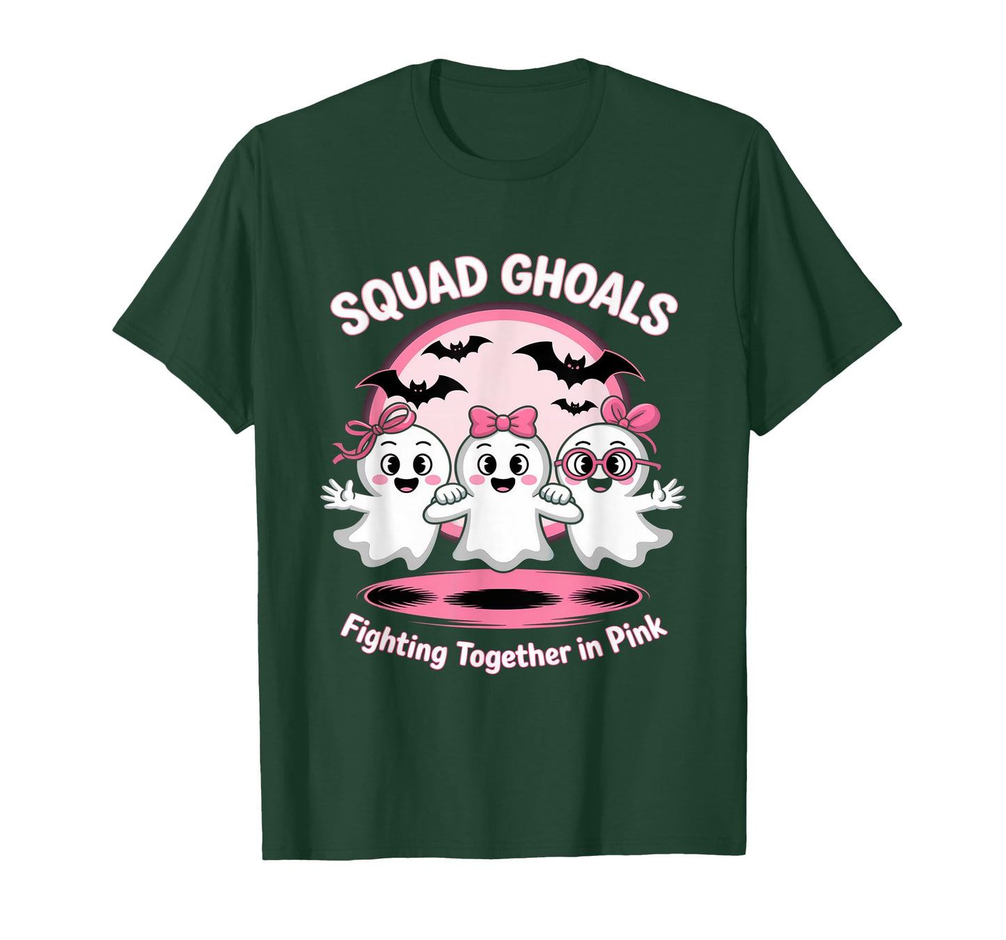 Cute Ghost Squad Halloween Fighting Together in Pink T-Shirt