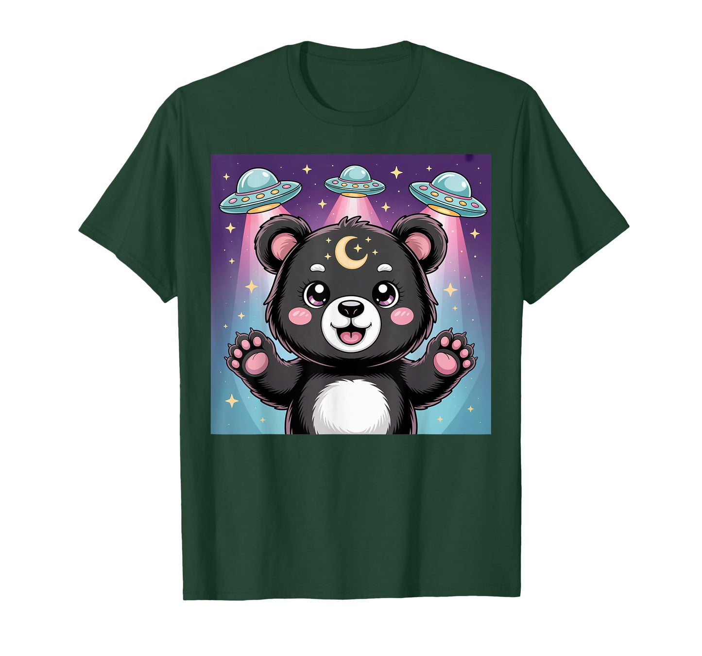 Bear Alien UFOs Aesthetic Kawaii Goth Girl Clothes Pink Goth T-Shirt