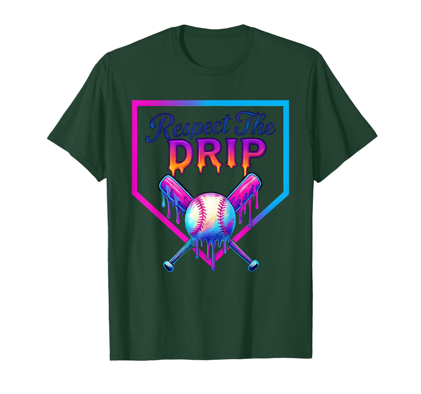 Baseball Home Plate Respect The Drip Ice Cream Drip T-Shirt