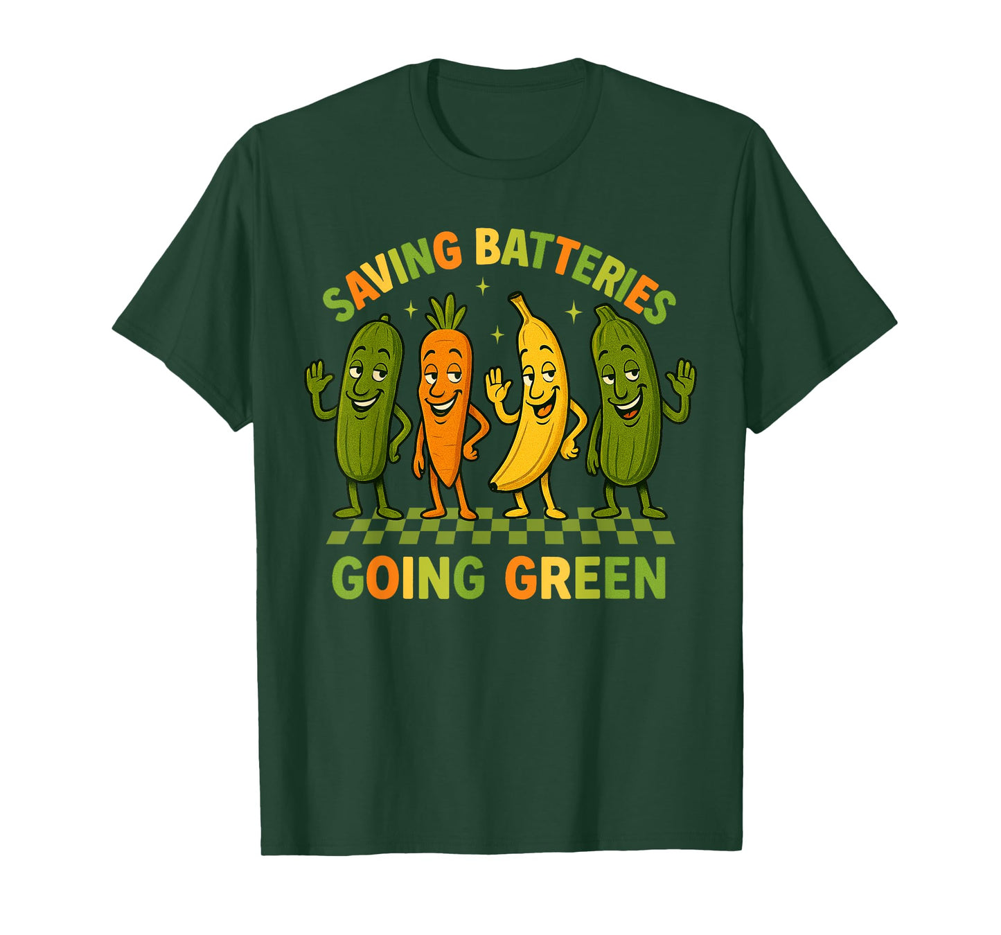 Saving Batteries Going Green Funny Vegetable Humor T-Shirt