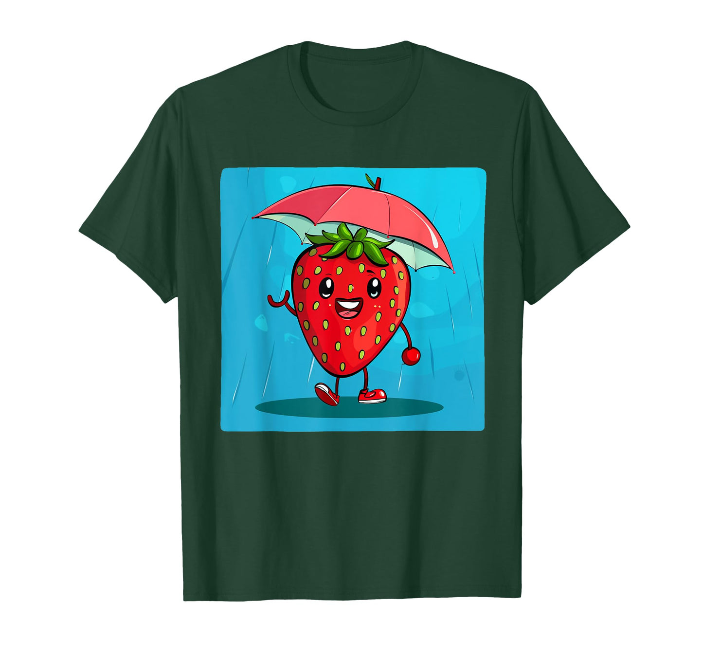 Charming Strawberry with Umbrella for Fruits Lovers T-Shirt