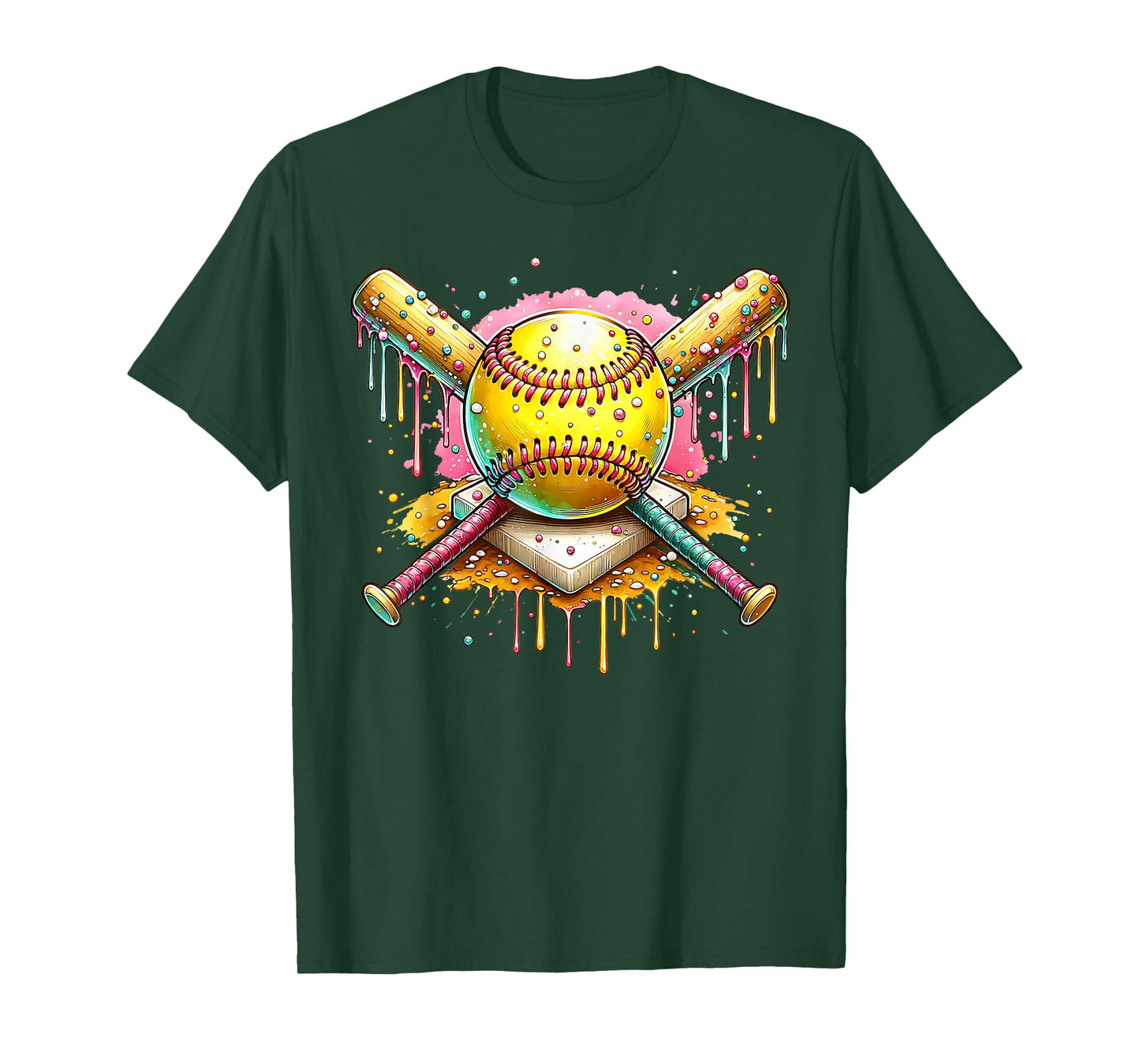 Softball Home plate Ice Cream Drip Sport Team Ice Cream Drip T-Shirt