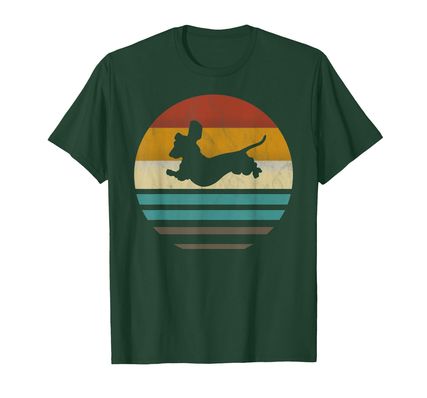 Dachshund Vintage Silhouette 60s 70s Retro Grunge Dog Lover T-Shirt for Men Women Girls Kids