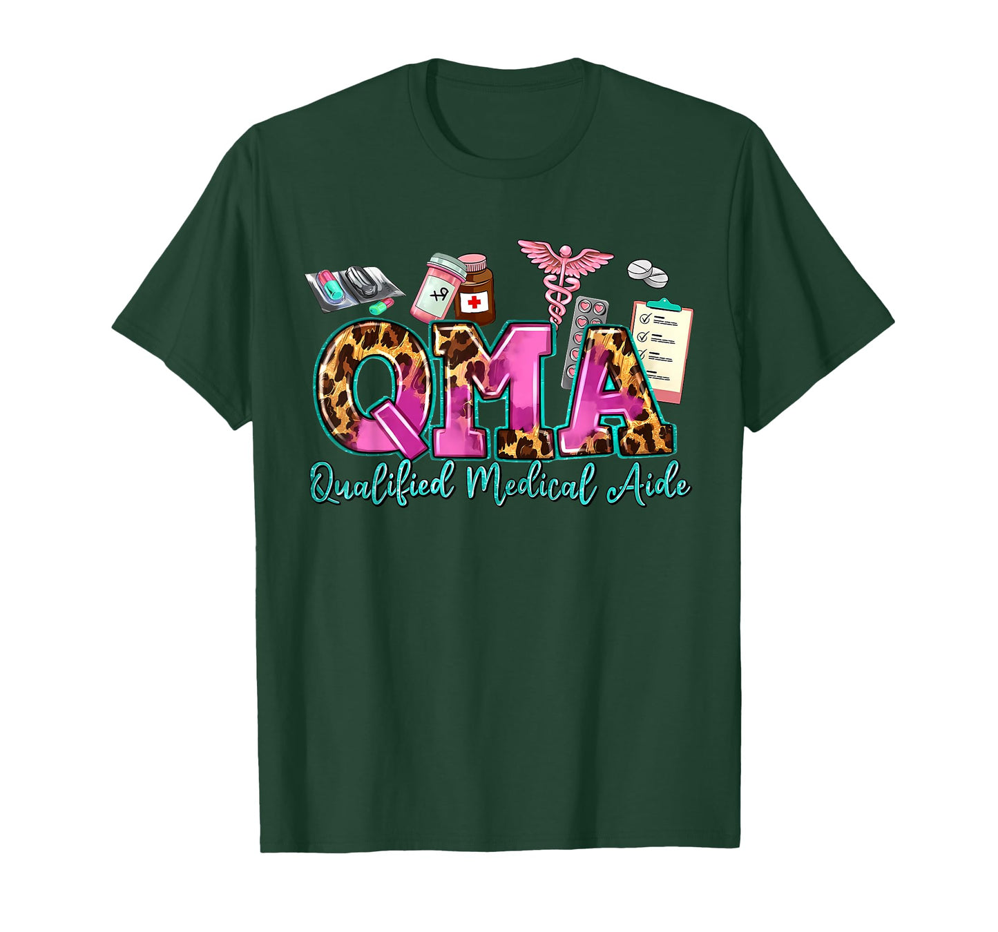 QMA Leopard Western Qualified Medication Aide Graduation T-Shirt