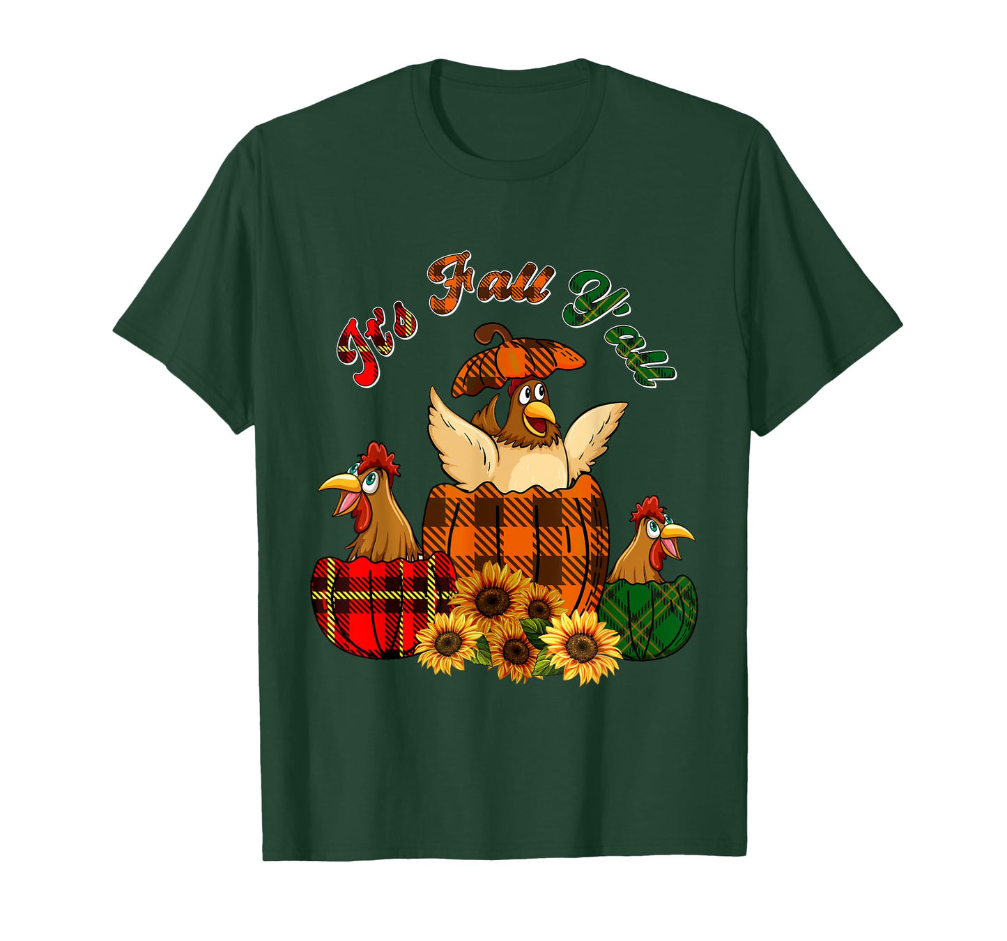 It's Autumn Y'all Thanksgiving Chickens Inside Fall Pumpkins T-Shirt