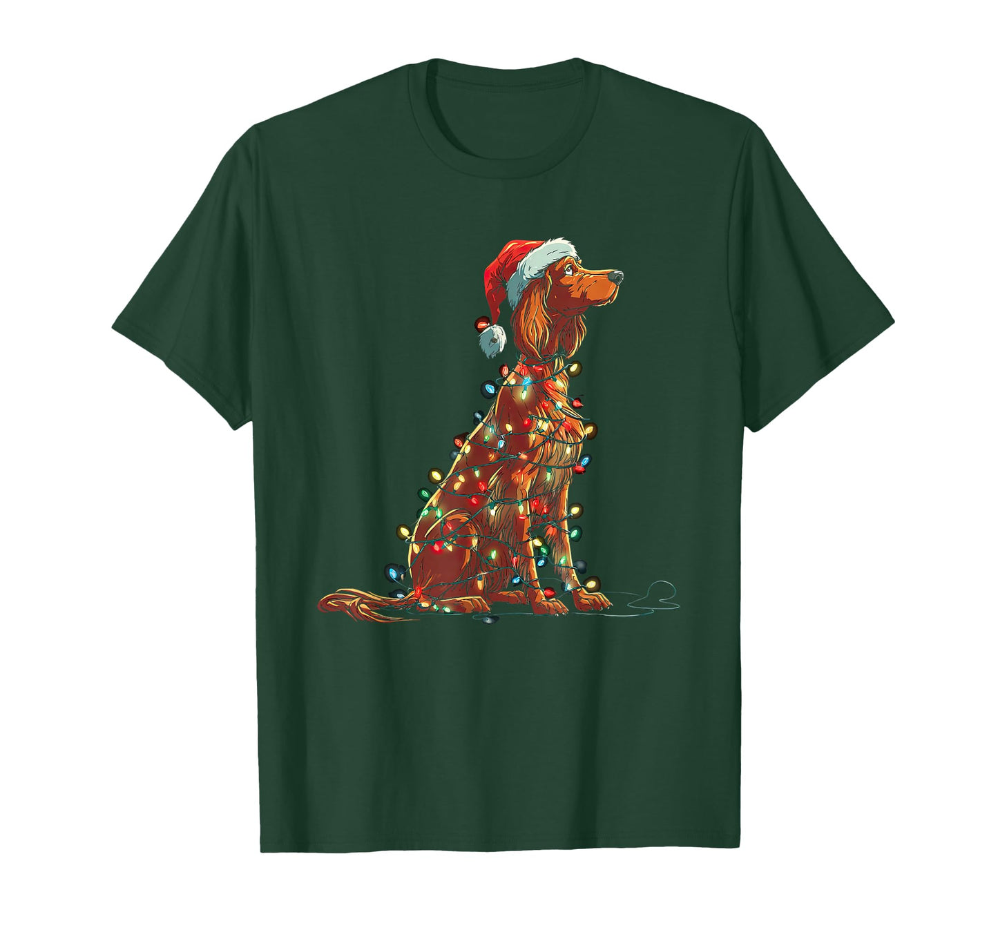 Funny Irish Setter Christmas Graphics Dog Lights Lover T-Shirt