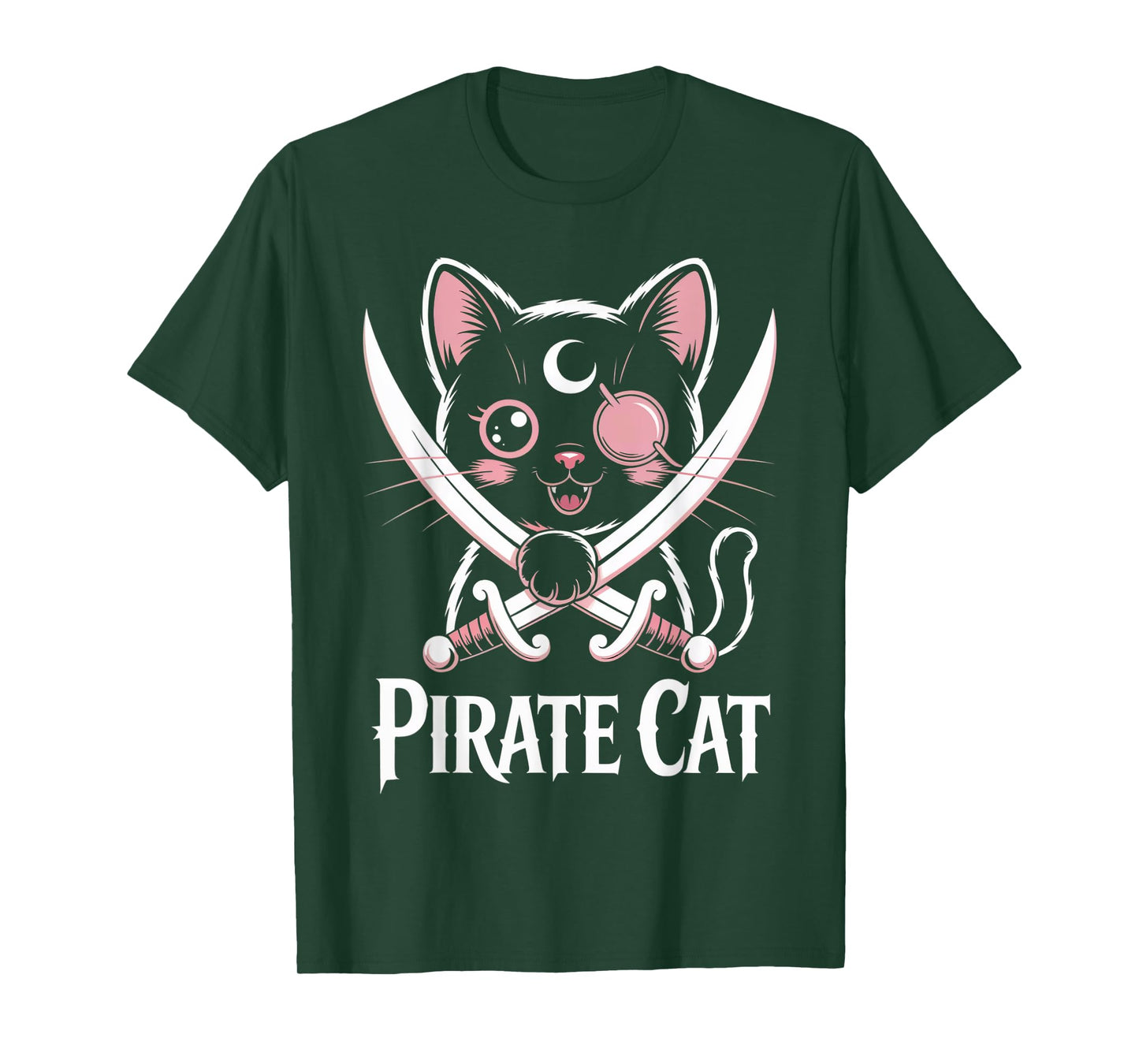 Pirate Black Cat Cute Kawaii Goth Girl Clothes Pink Goth T-Shirt