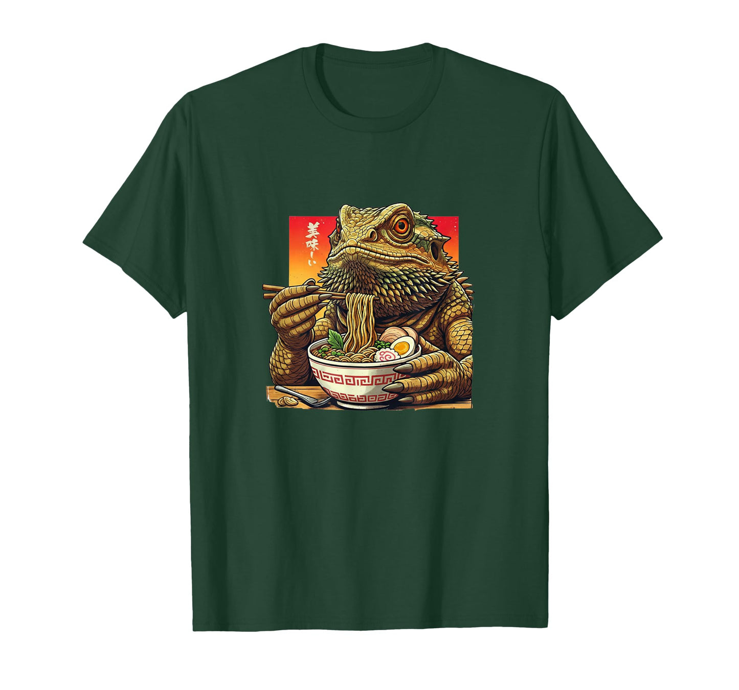 Funny Bearded Dragon Eating Ramen Japanese Monster Lover T-Shirt
