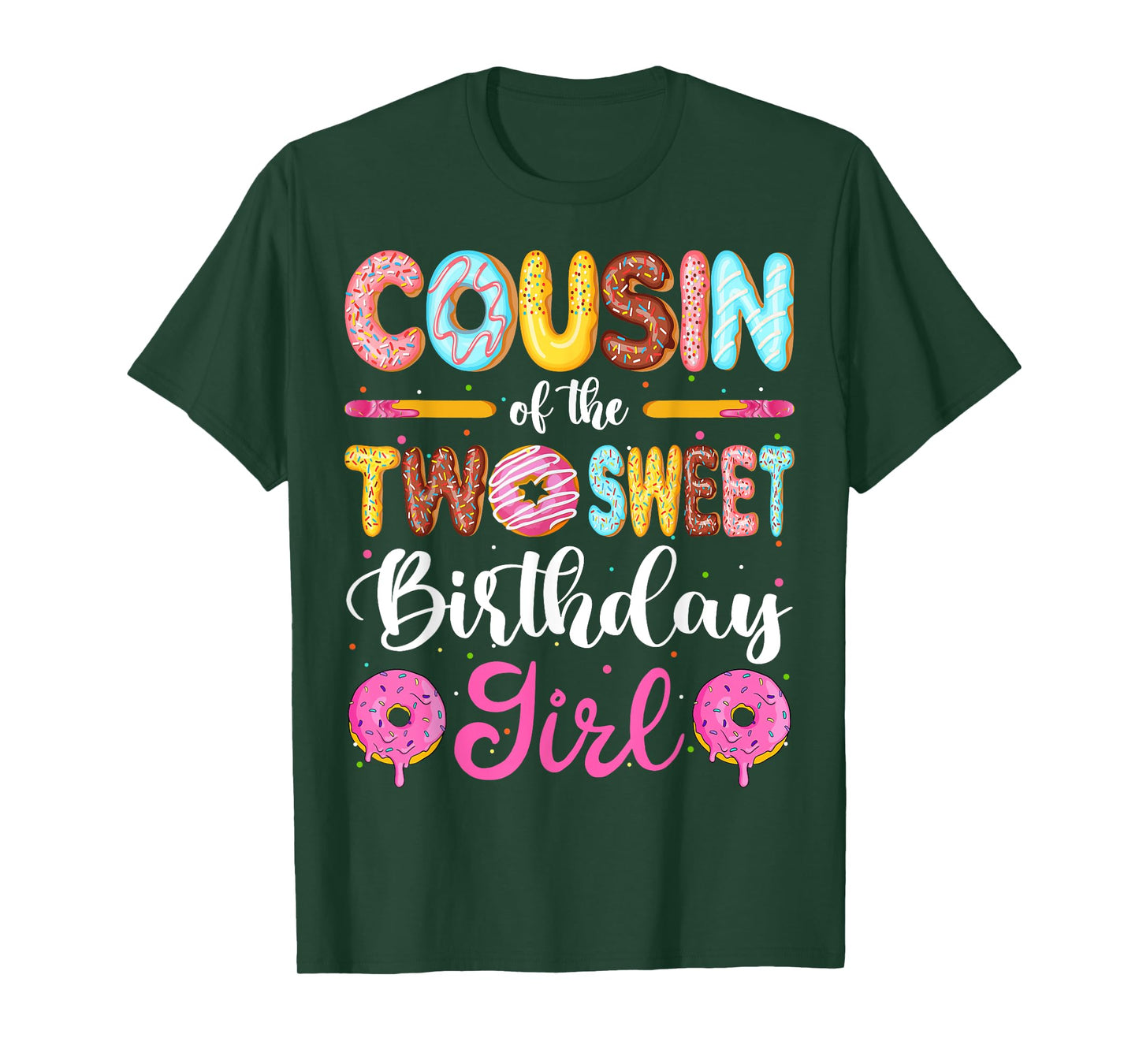 Cousin Of The Two Sweet Birthday Girl Donut 2nd Birthday T-Shirt
