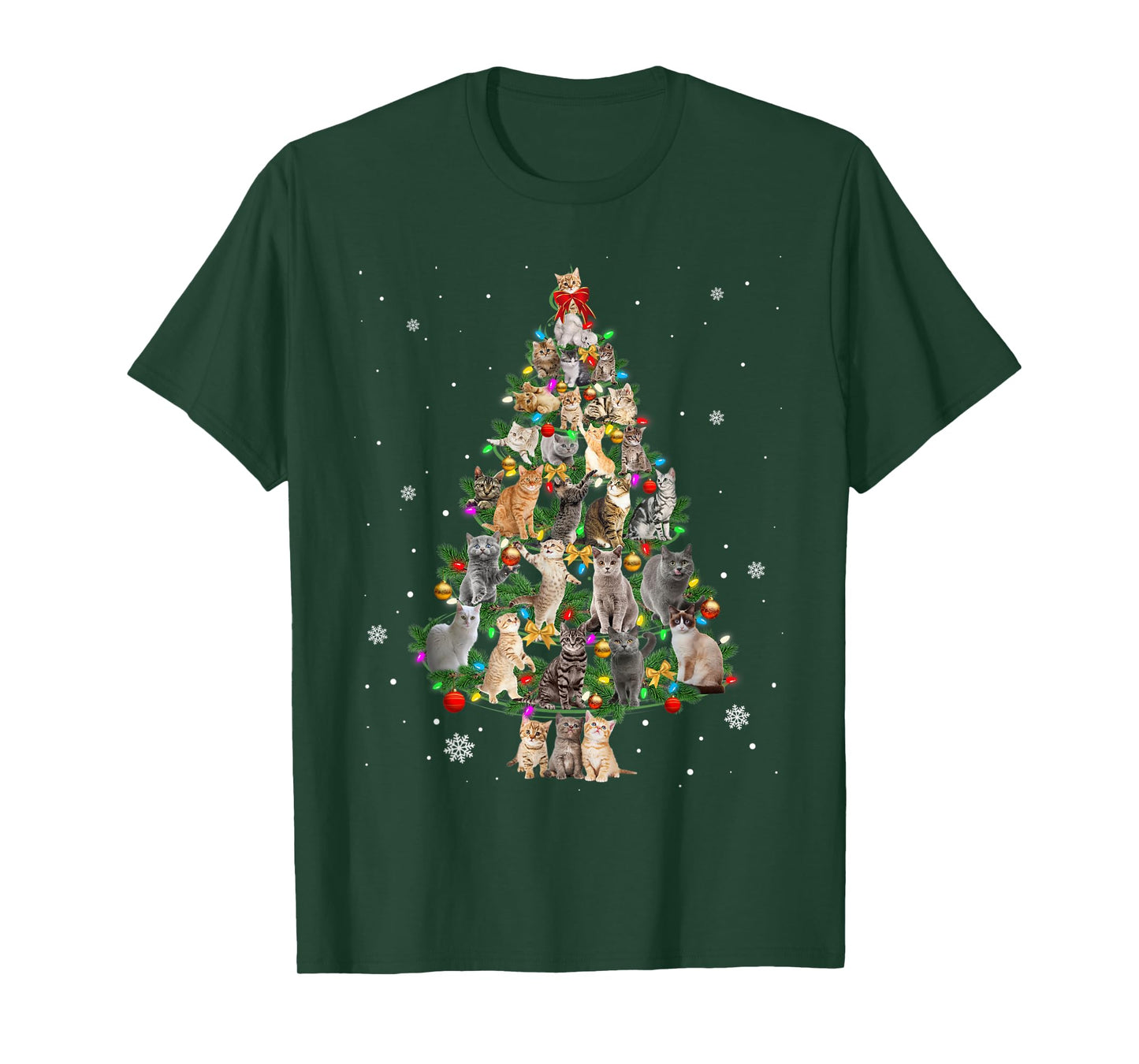 Cat Christmas Funny Meowy Cat Christmas Tree Kitten T-Shirt for Men Women Kids