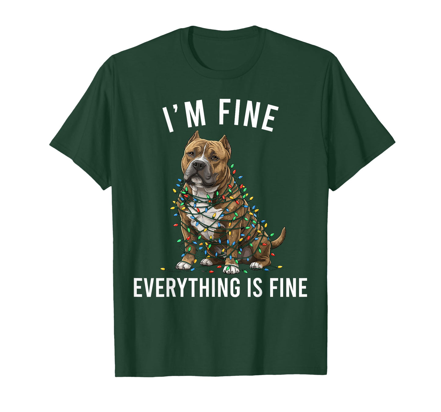 American Bully Christmas I'm Fine Everything is Fine T-Shirt