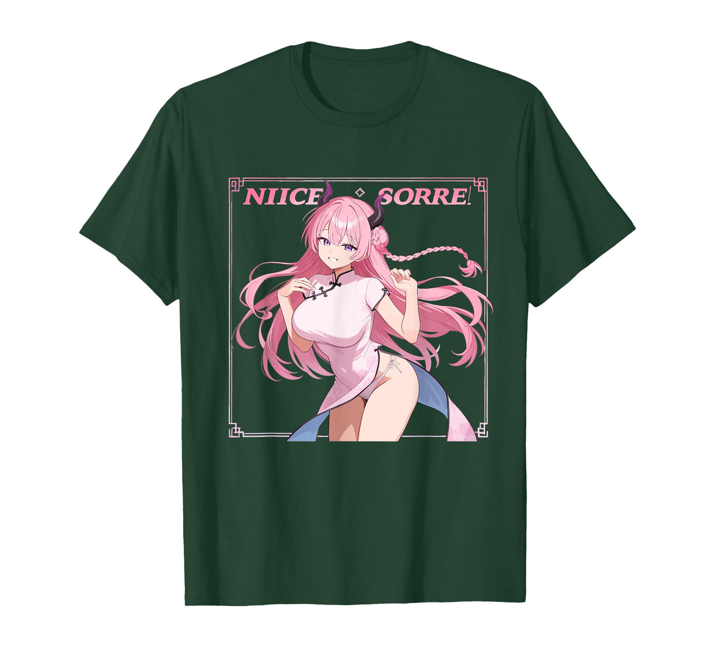 Waifu Sexy Anime Girl Horns Japanese Retro Art T-Shirt