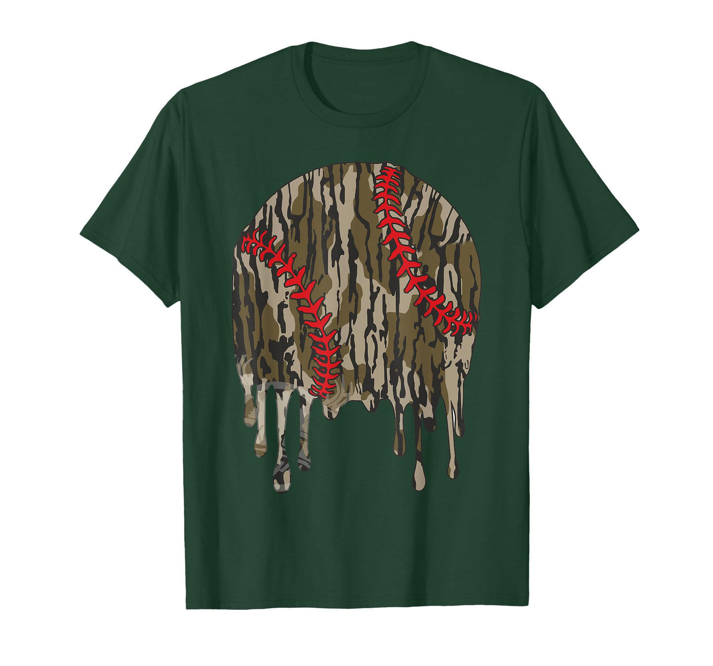 Baseball Drip For Boys Home Plate Ice Cream Drip Youth Camo T-Shirt