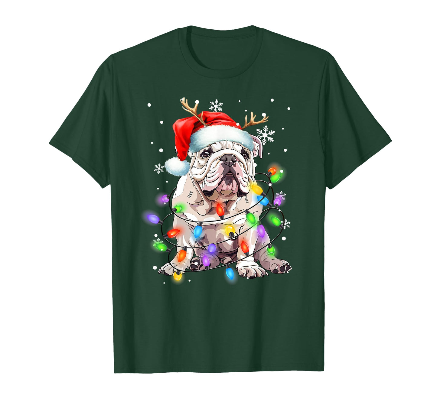 English Bulldog Dog Christmas Sweater Pet Xmas Lights T-Shirt