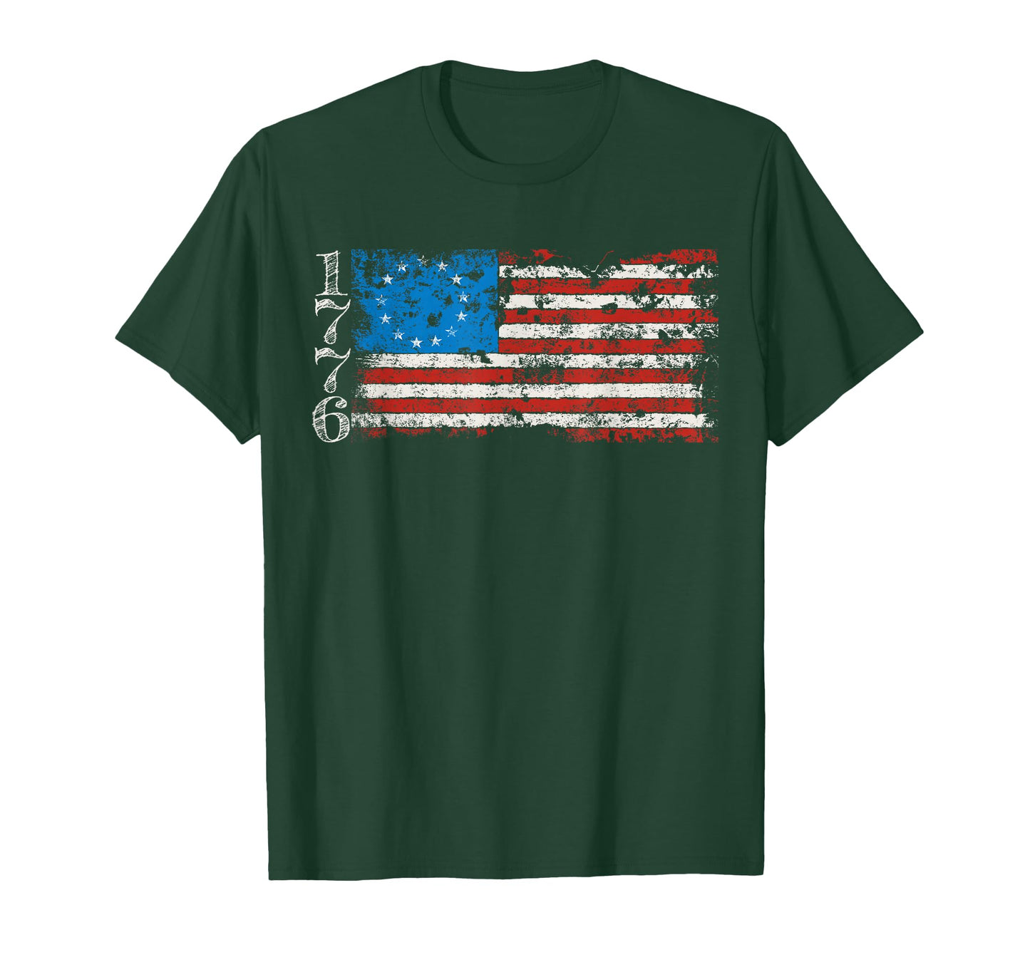 Betsy Ross 1776 13 Stars Distressed USA Patriotic Flag T-Shirt