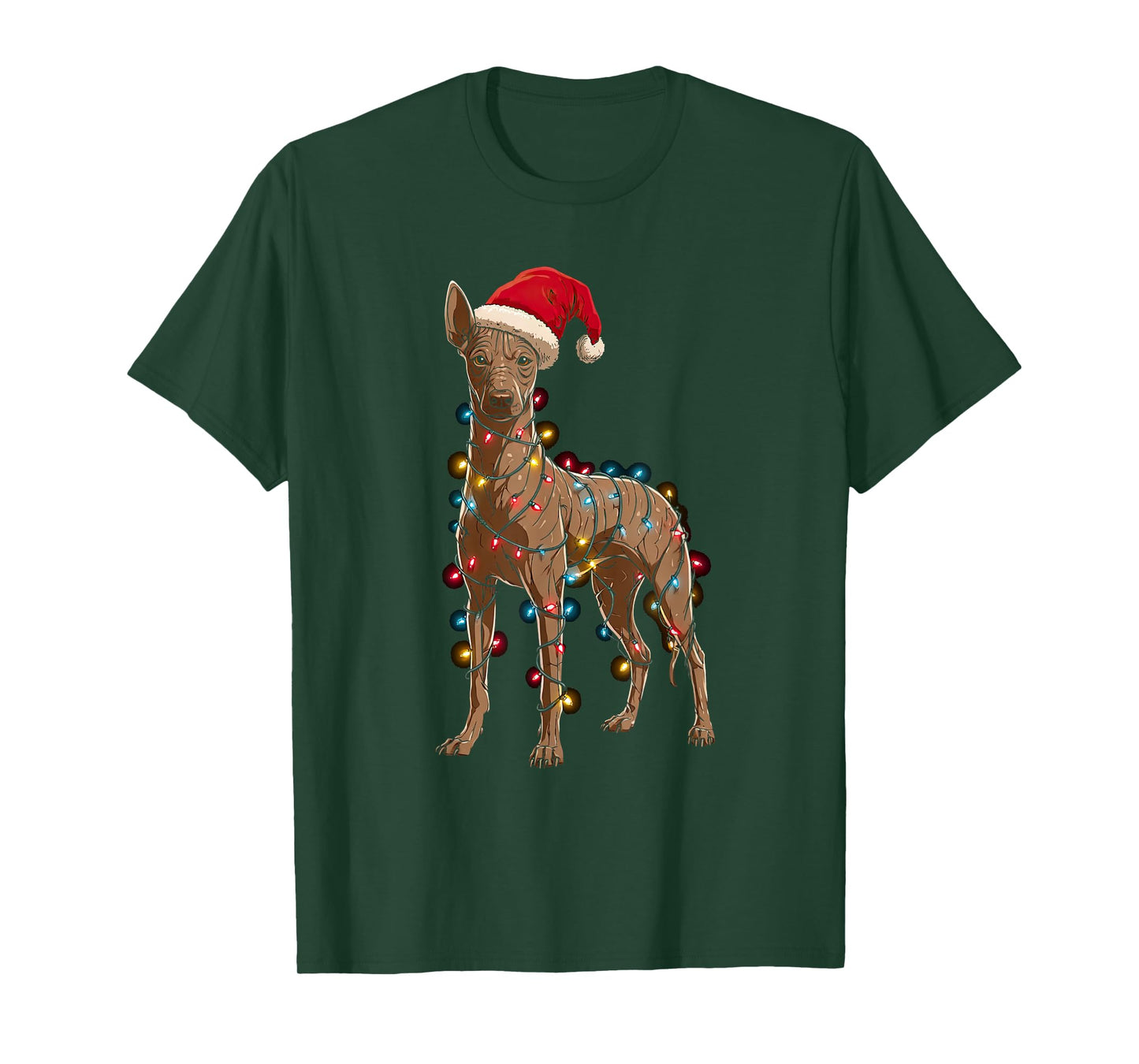 Funny Xoloitzcuintli Christmas Graphic Dog Lights Lover Xolo T-Shirt