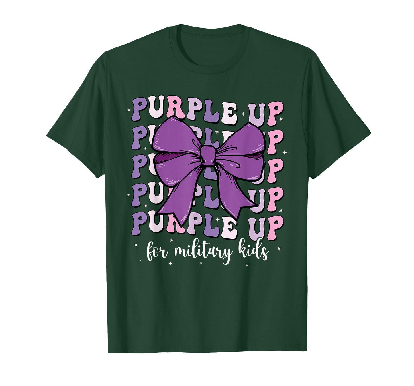 Purple Up For Military Kids Girl Coquette Bow Military Child T-Shirt