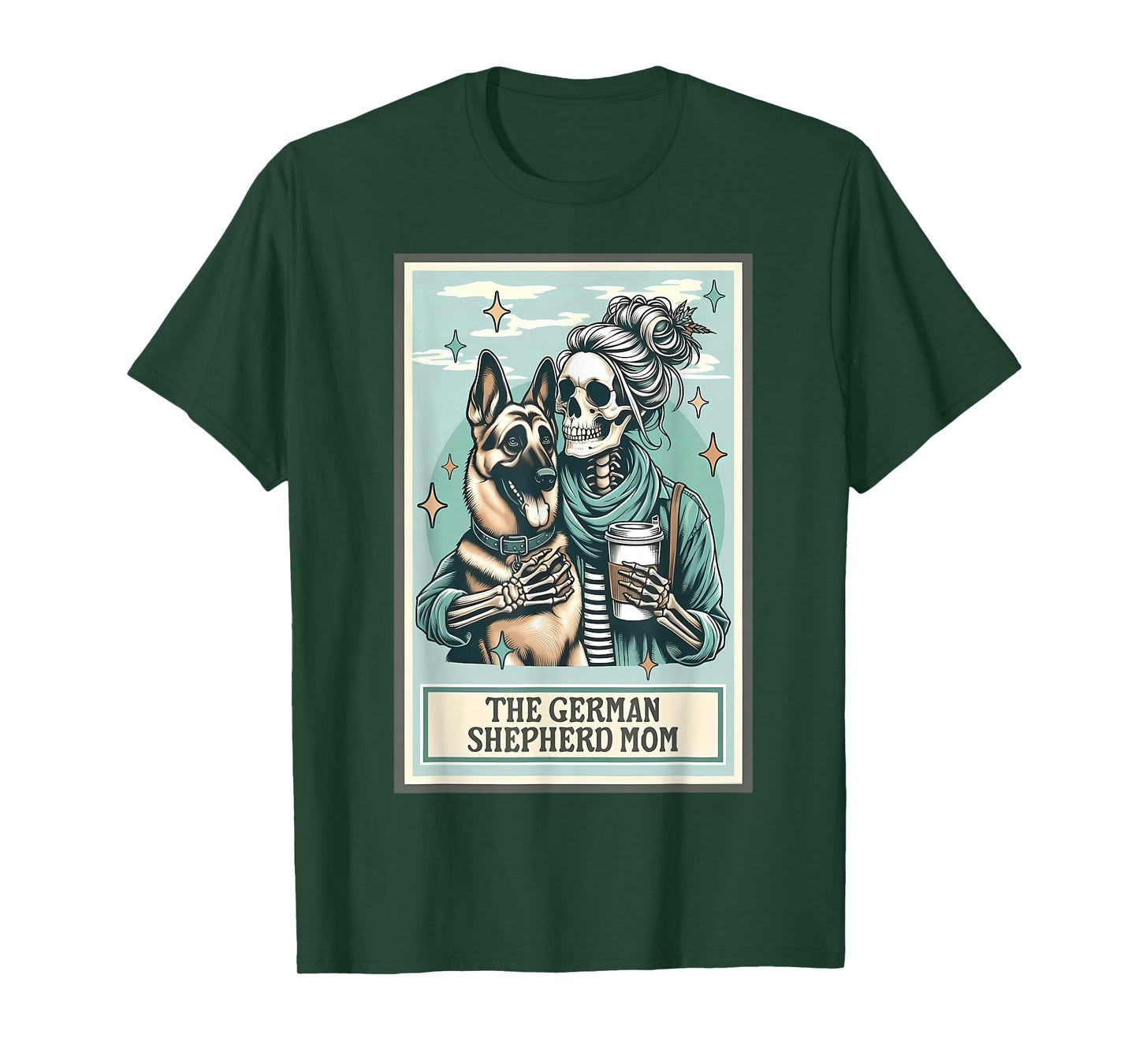 Funny Skeleton German Shepherd Mom Tarot Card Mother's Day T-Shirt