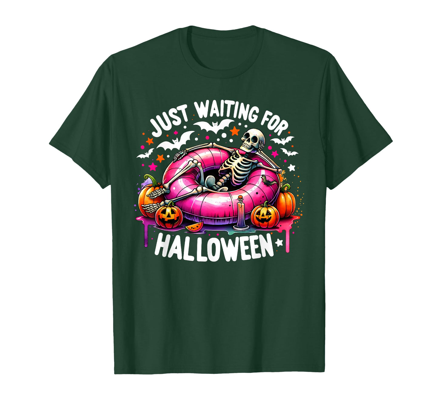 Summer Skeleton Jack O Lantern Just Waiting For Halloween Men Women Kids T-Shirt