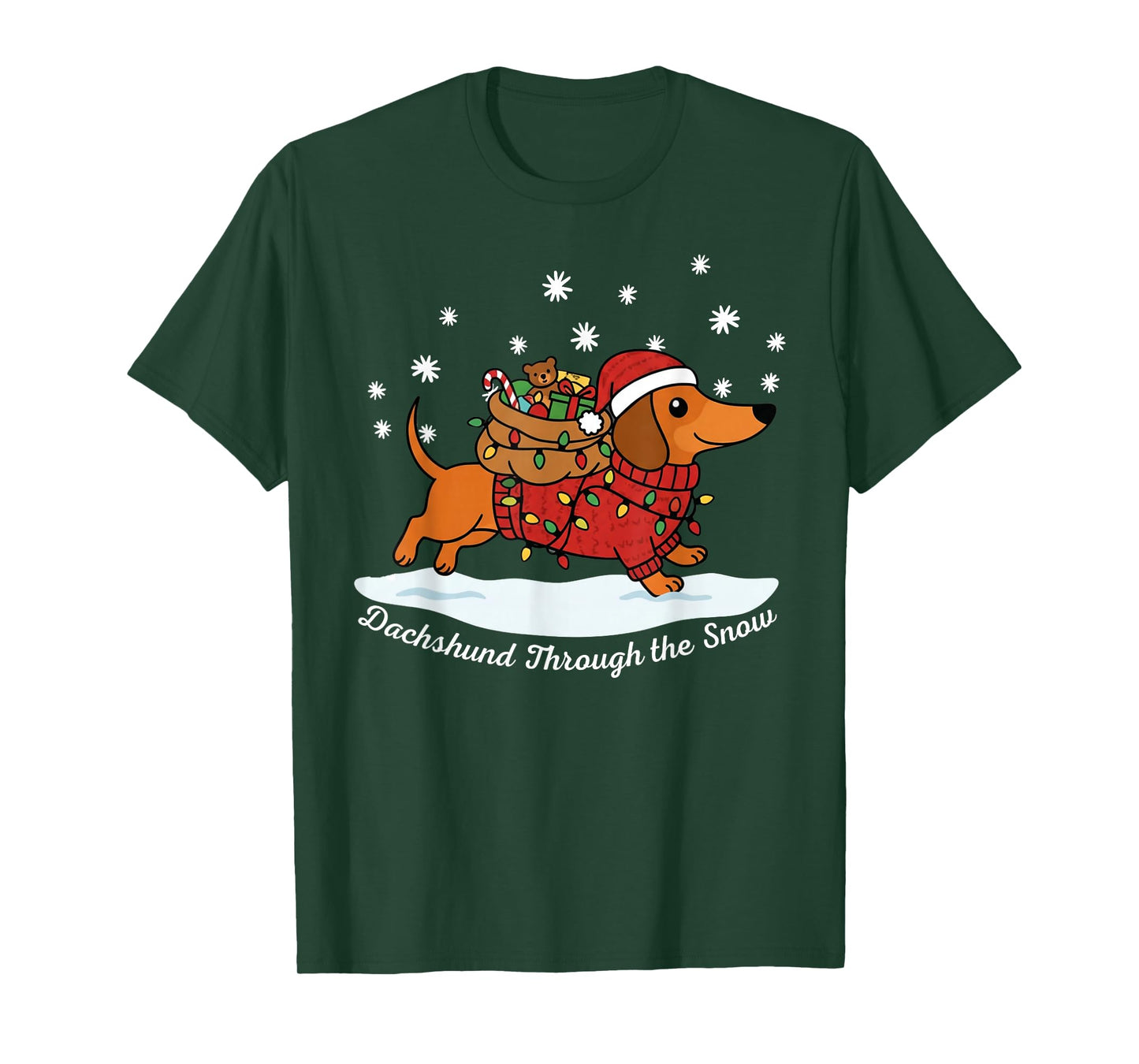 Dachshund Through The Snow | Funny Christmas Dog Lover T-Shirt