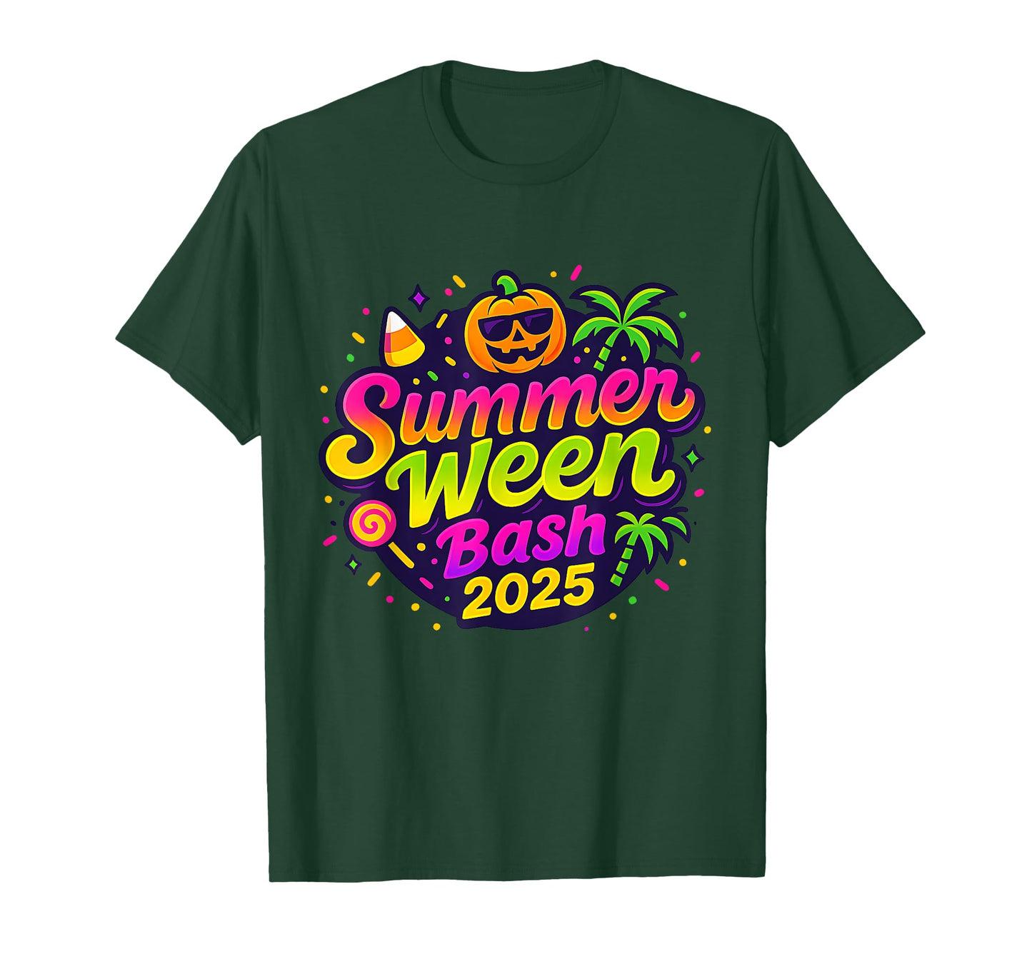 SummerWeen Bash 2025 Skeleton Beach Party Halloween Vibes T-Shirt